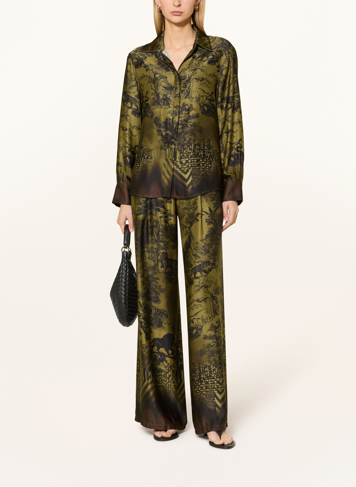 miss goodlife Satijnen overhemdblouse: GROEN / BRUIN / ZWART