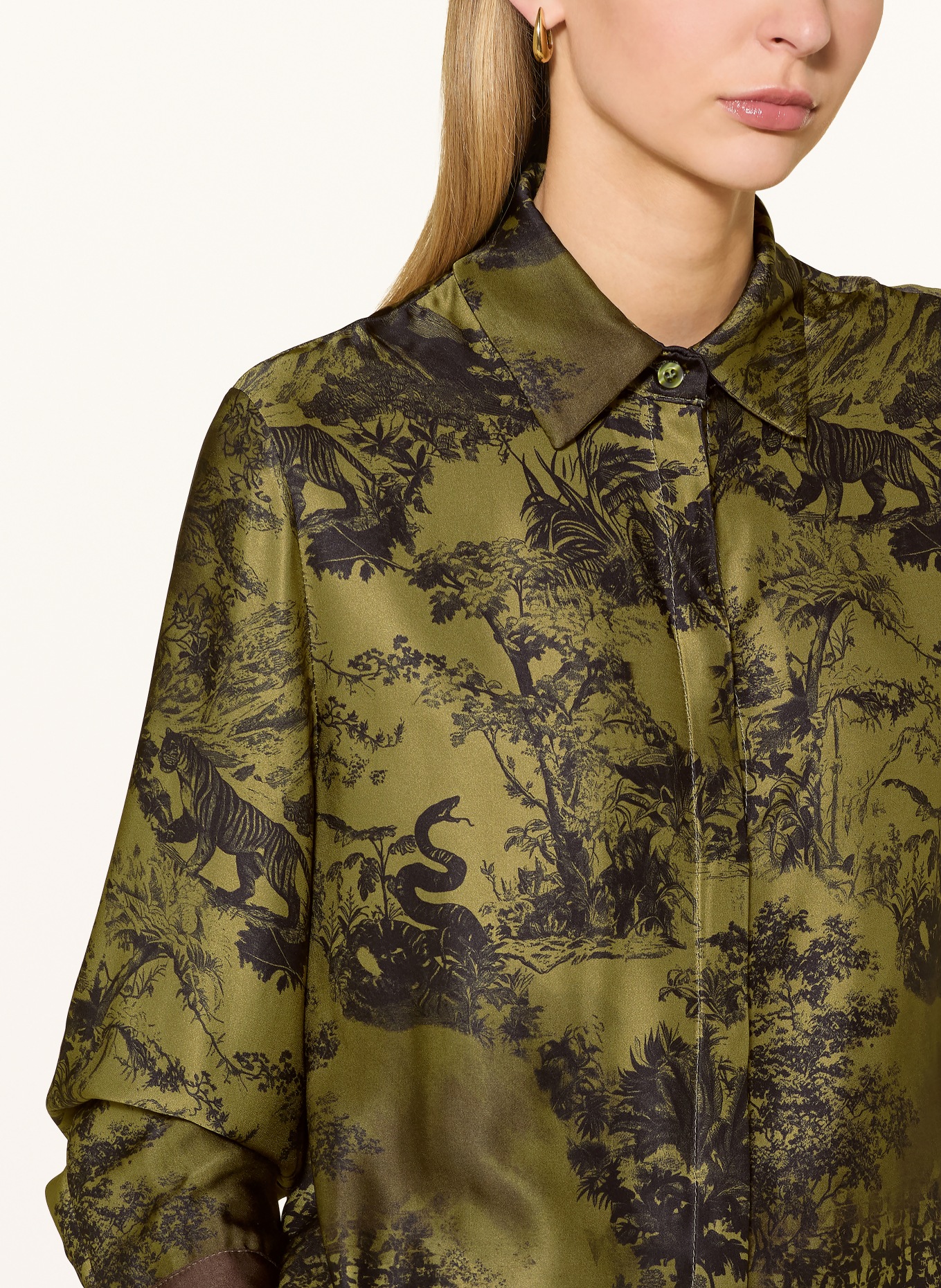 miss goodlife Satijnen overhemdblouse: GROEN / BRUIN / ZWART