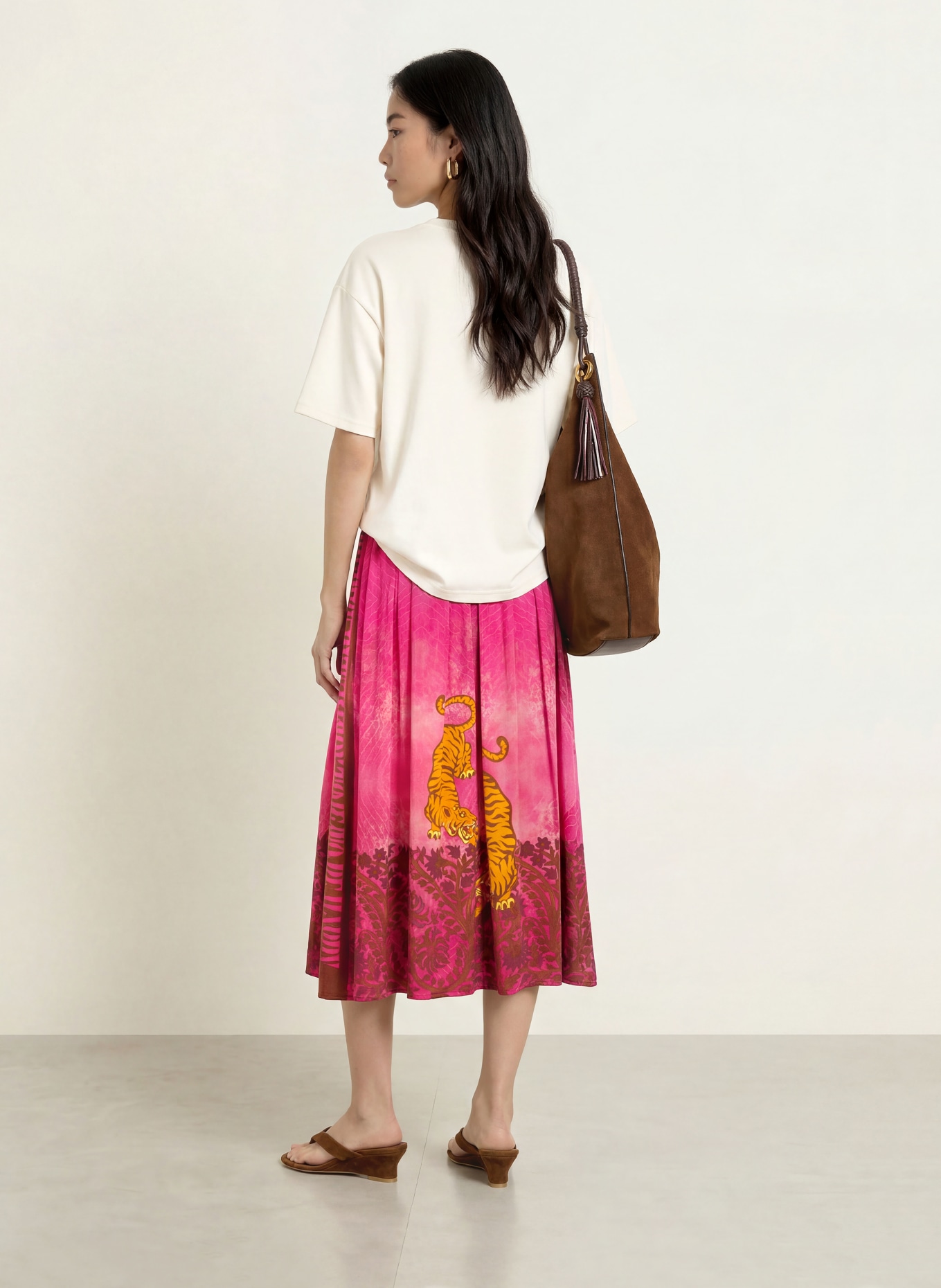 miss goodlife Satinrock: PINK / BRAUN / ORANGE