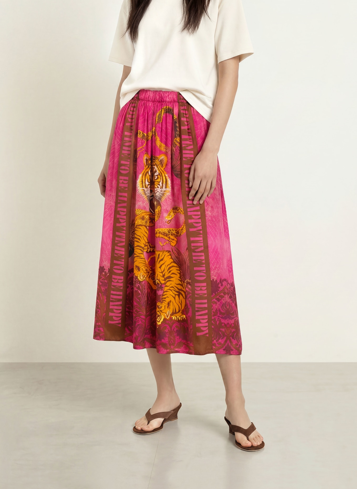 miss goodlife Satinrock: PINK / BRAUN / ORANGE