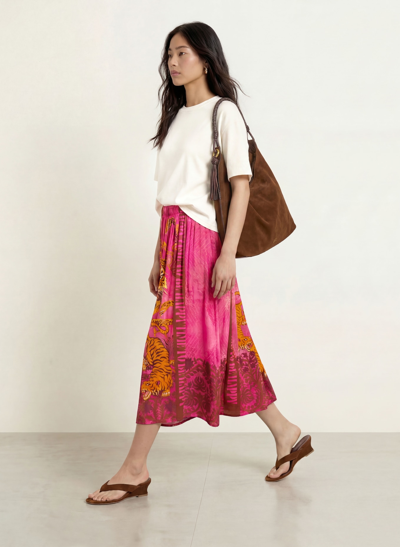 miss goodlife Satinrock: PINK / BRAUN / ORANGE