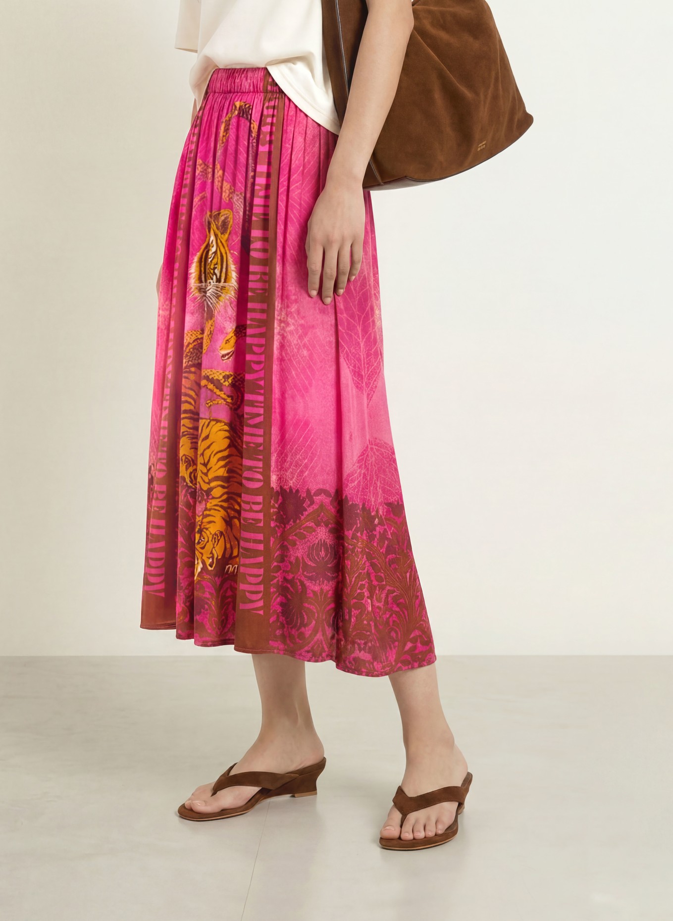 miss goodlife Satinrock: PINK / BRAUN / ORANGE
