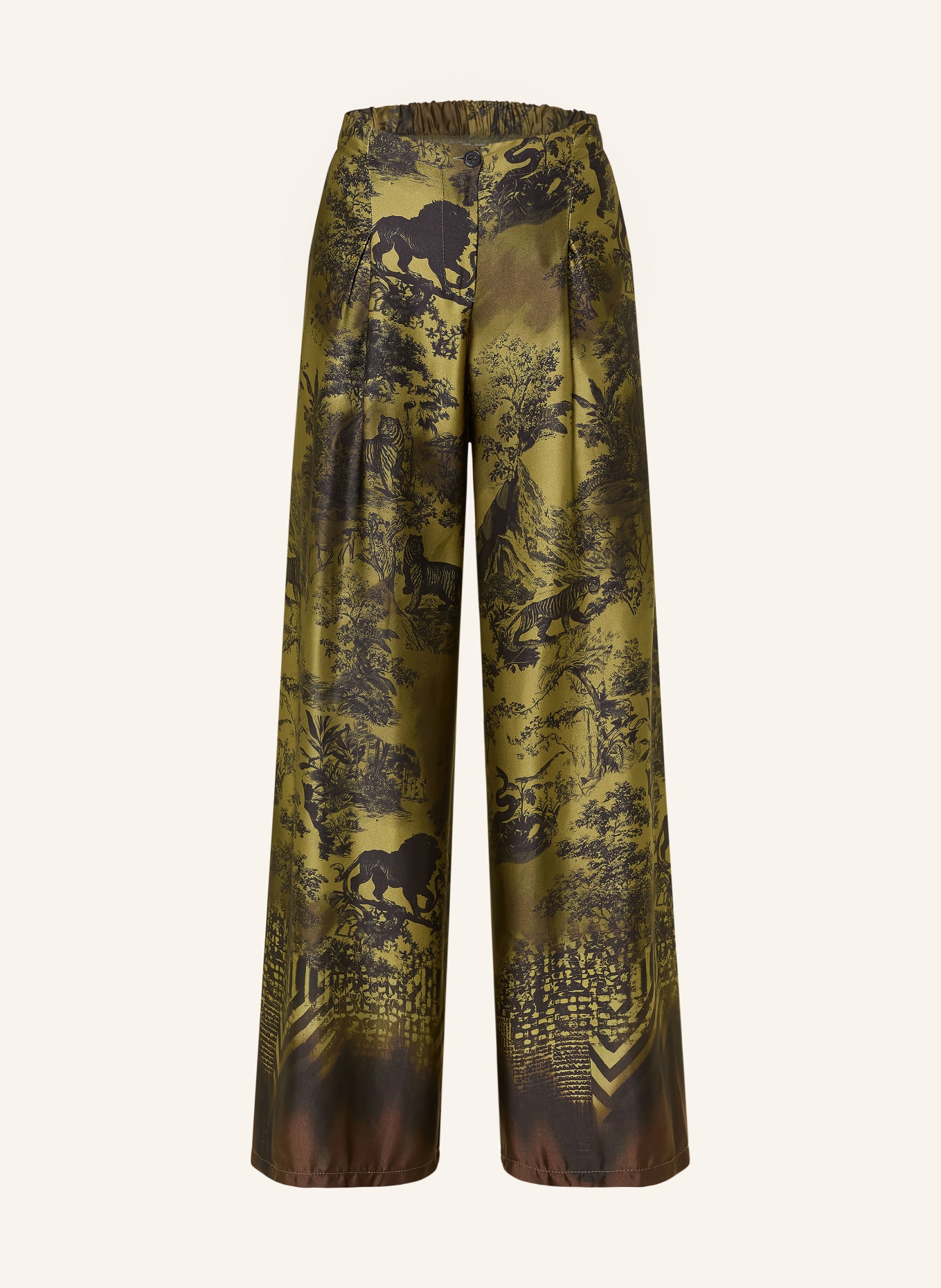miss goodlife Satin wide-leg trousers: GREEN / BROWN / BLACK