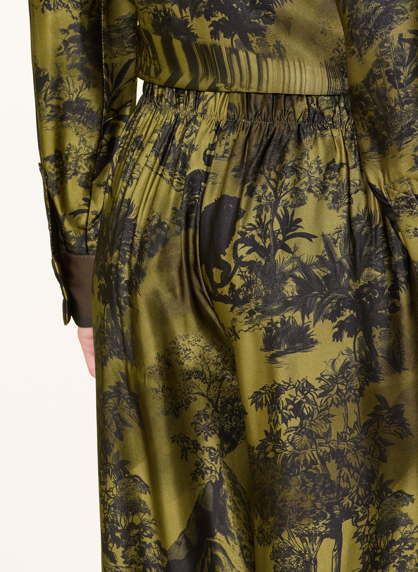miss goodlife Satin wide-leg trousers: GREEN / BROWN / BLACK