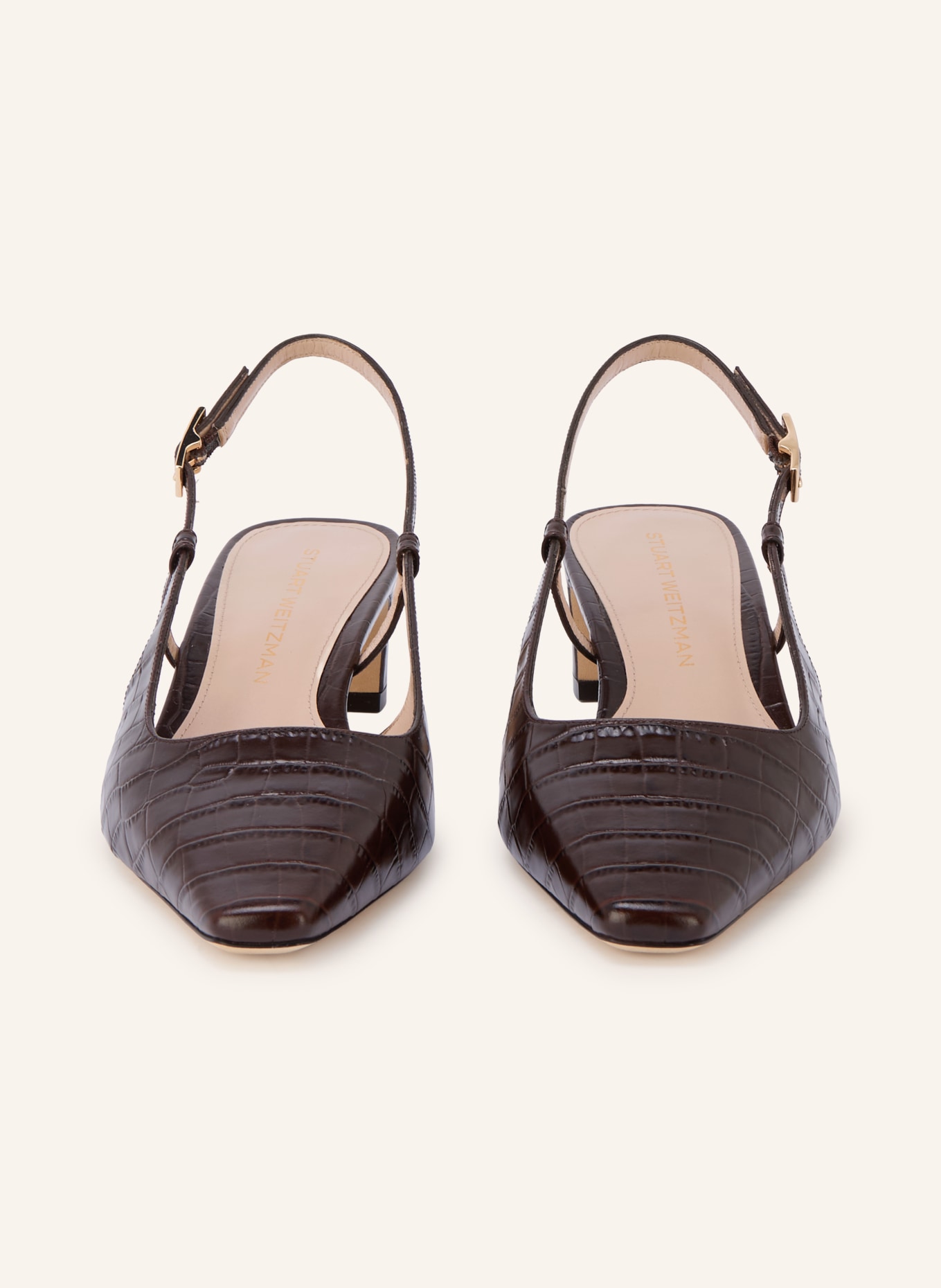 STUART WEITZMAN BABY BABETTE Slingback pumps: BROWN / DARK BROWN