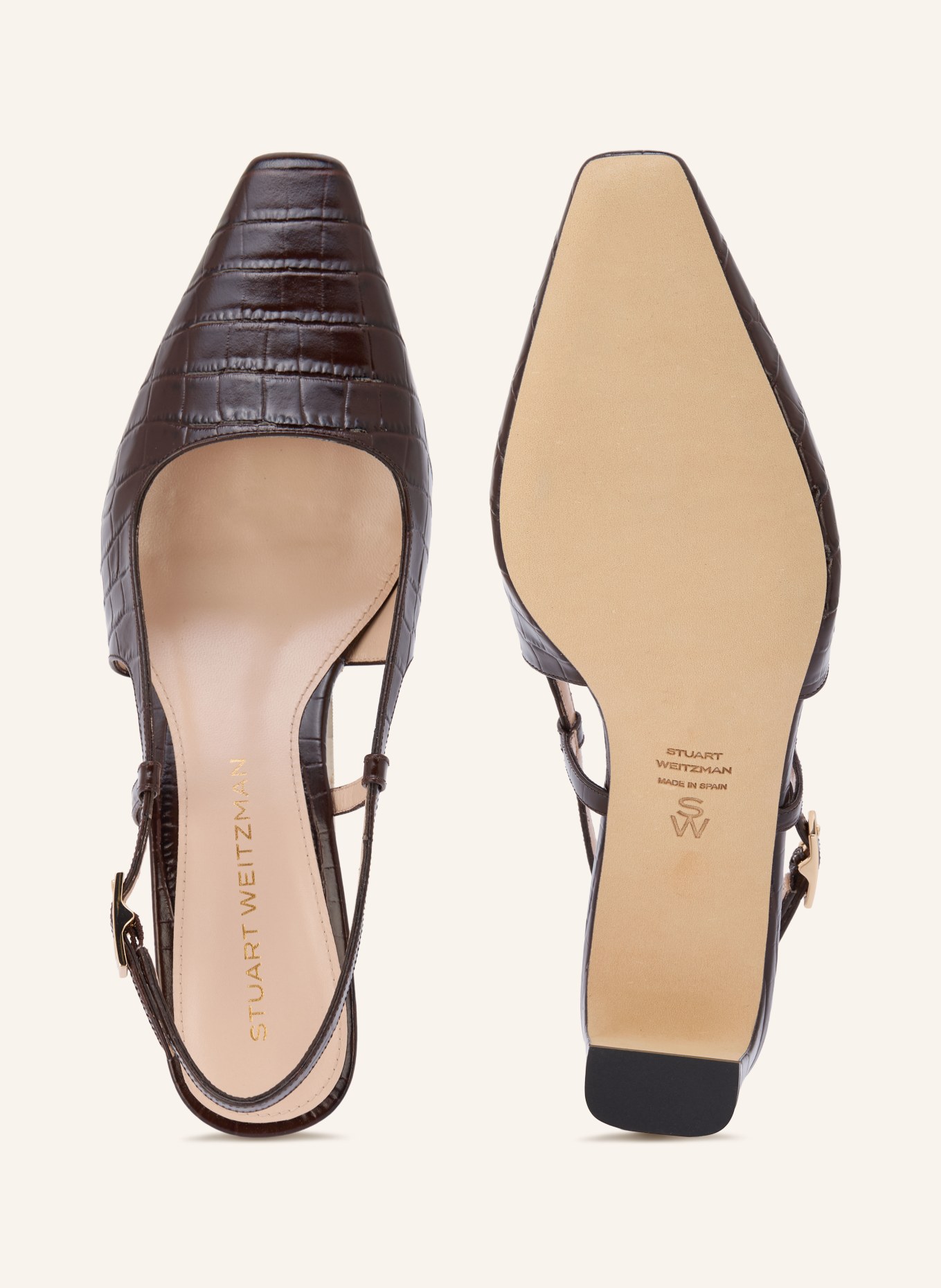 STUART WEITZMAN BABY BABETTE Slingback pumps: BROWN / DARK BROWN