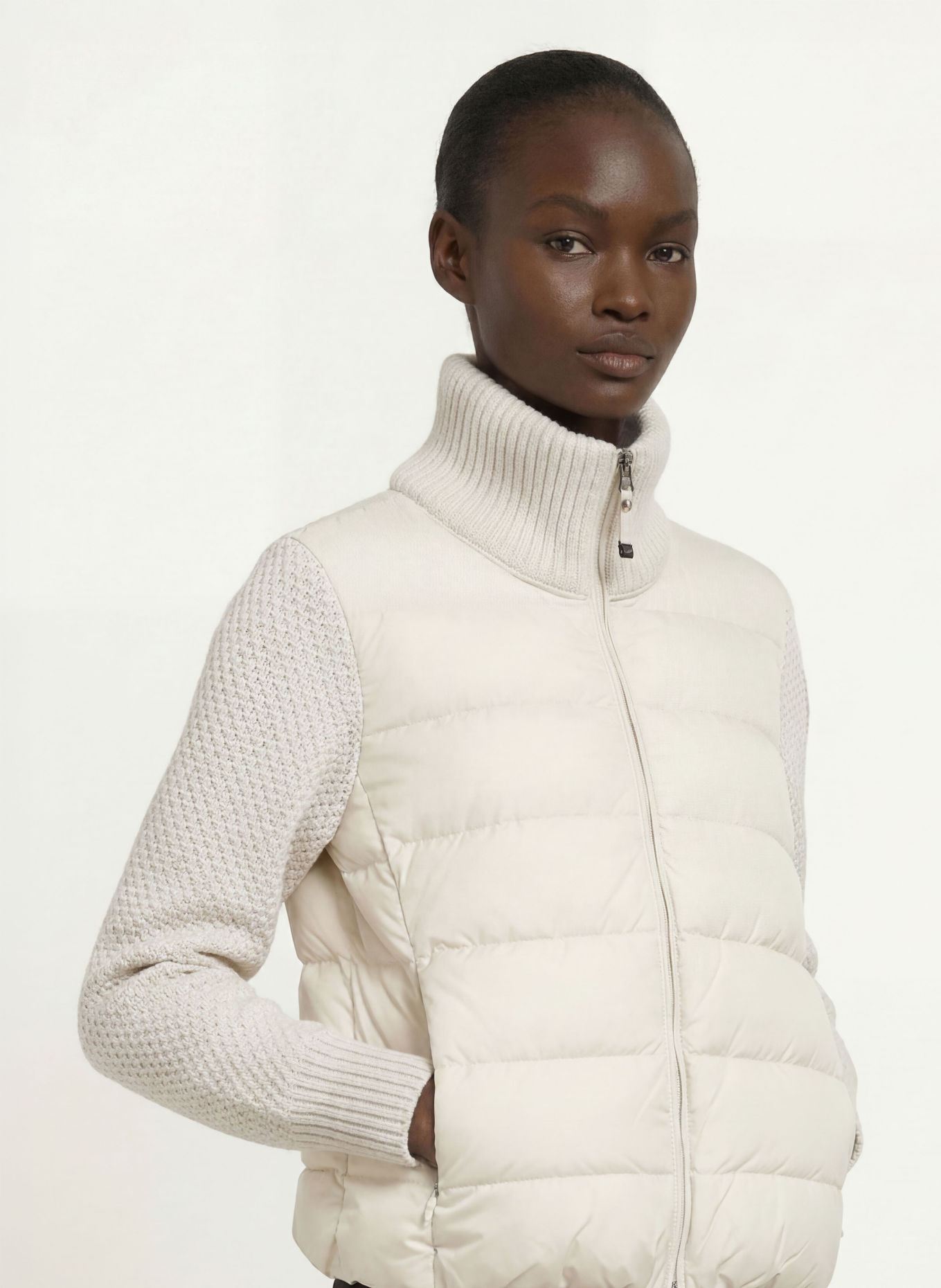 PARAJUMPERS Daunenjacke MOOONIE 2.0 im Materialmix: CREME