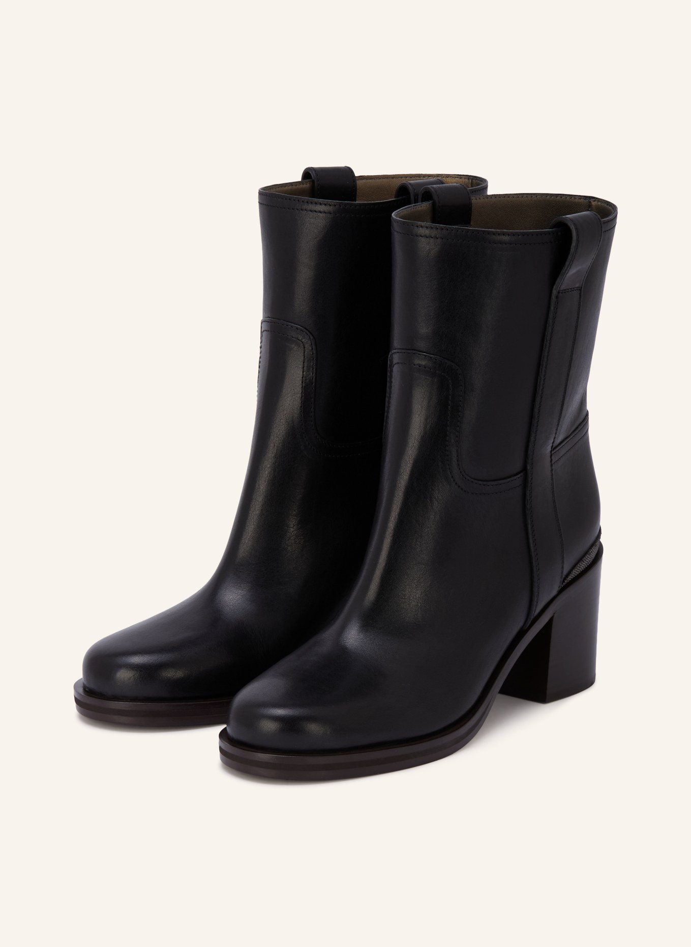 BRUNELLO CUCINELLI Boots mit Schmucksteinen: SCHWARZ / PLATIN