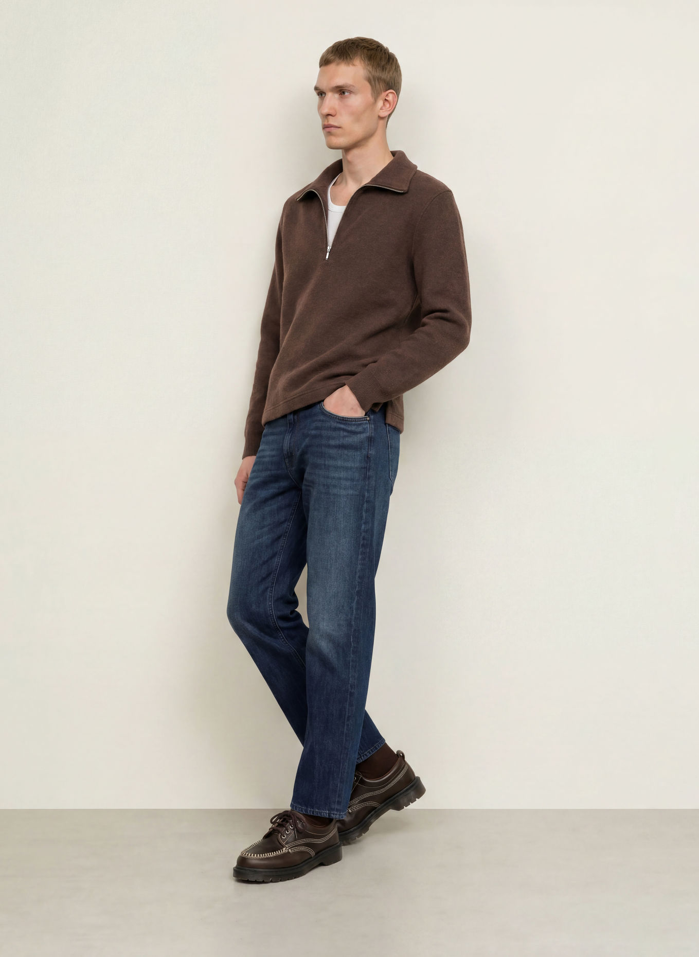 PAUL Half-zip sweater: DARK BROWN