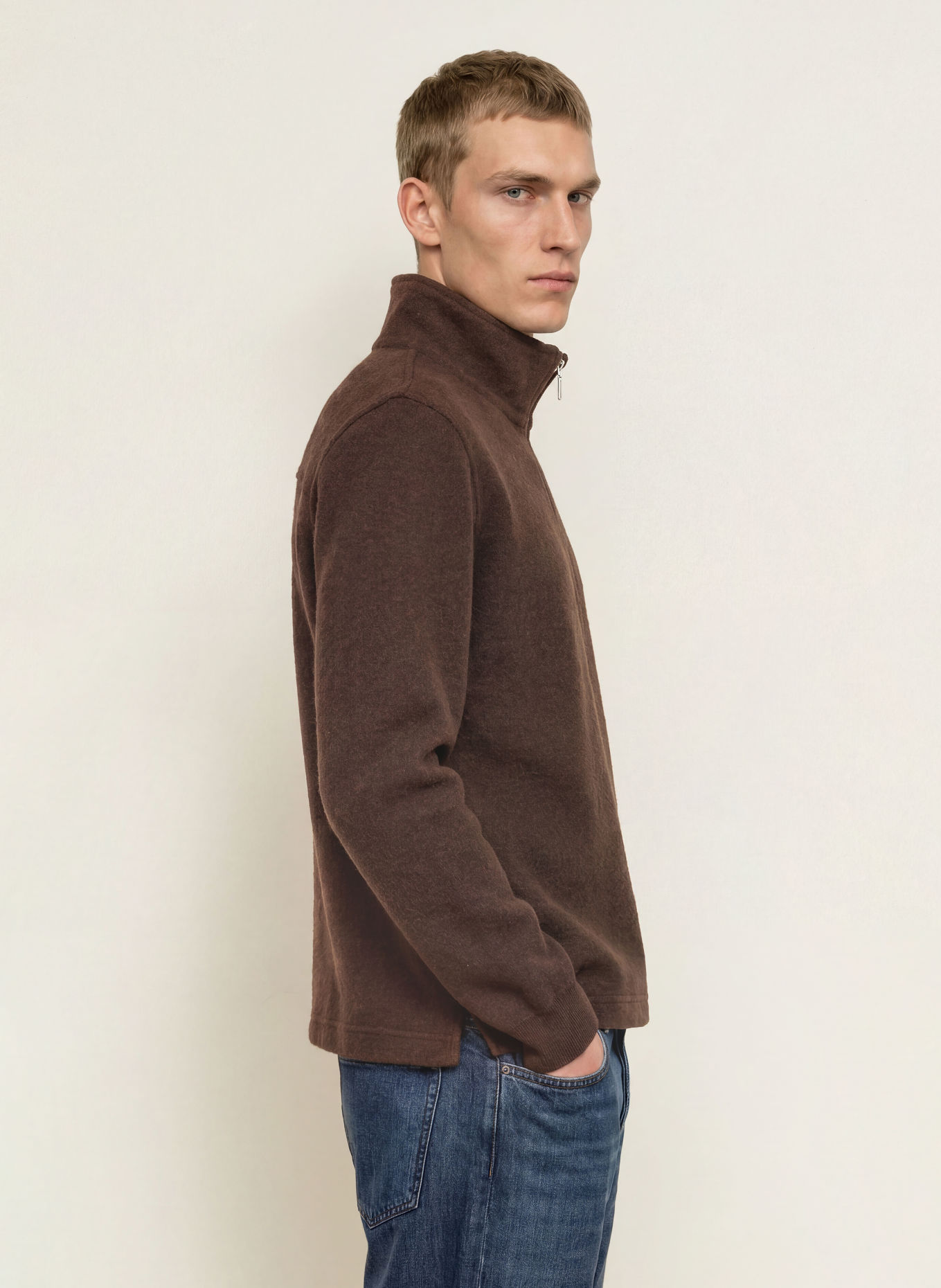 PAUL Half-zip sweater: DARK BROWN