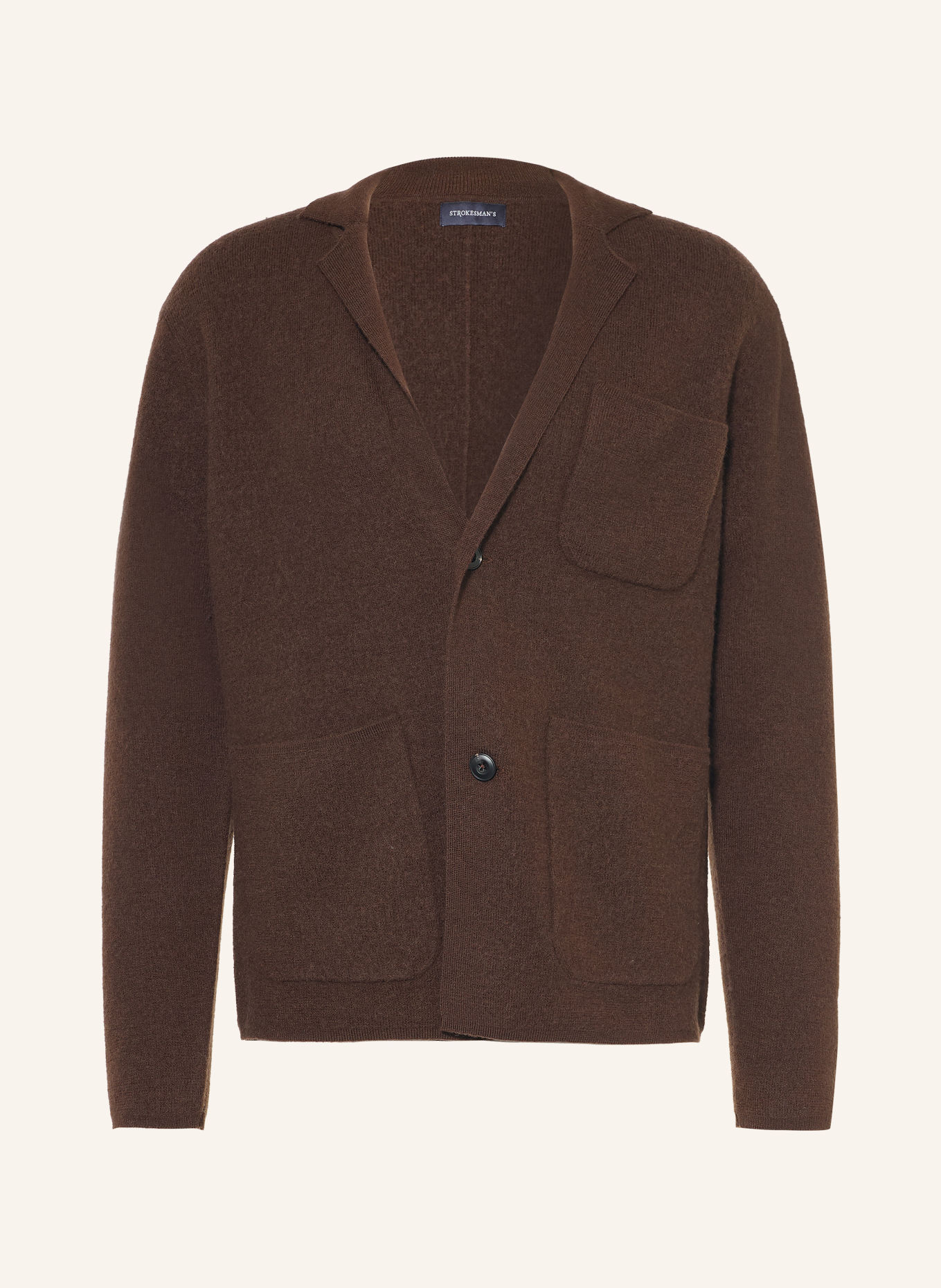 STROKESMAN'S Dzianinowa marynarka o kroju slim fit: CIEMNOBRĄZOWY