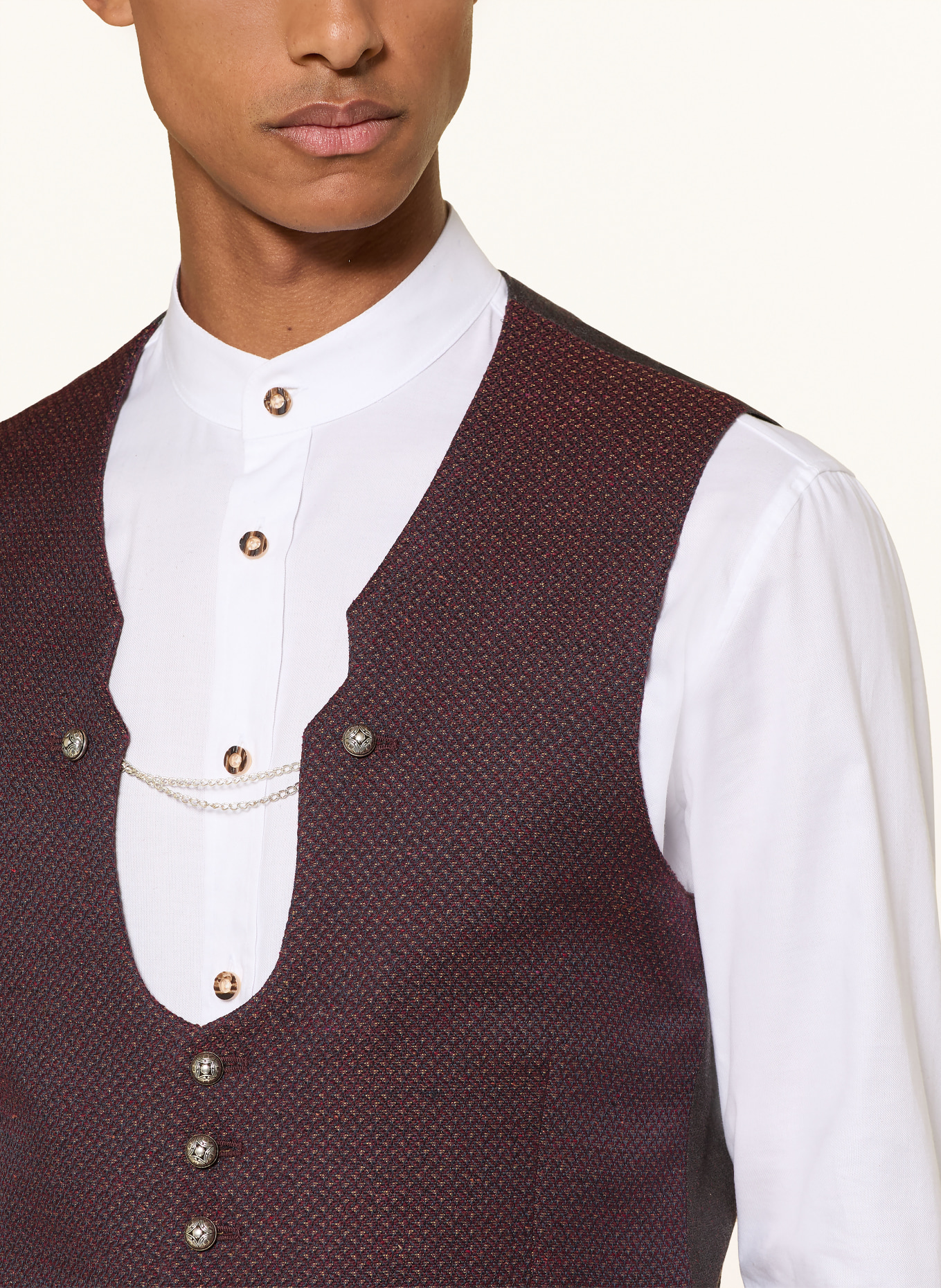 BECKERT FCB-CARMELO Traditional Vest, Regular Fit: DARK RED / CAMEL / DARK GRAY