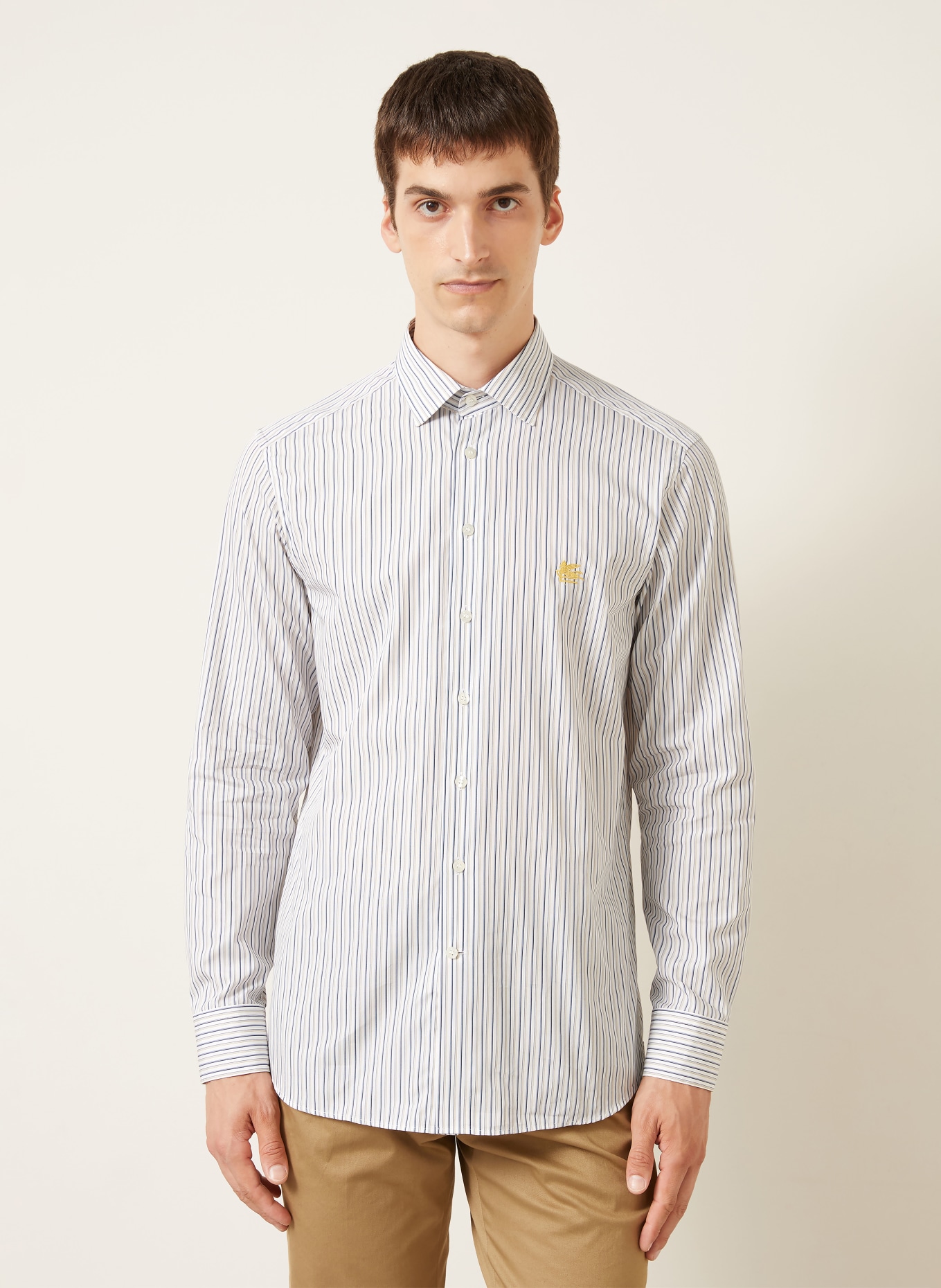 ETRO Regular-Fit Shirt: WHITE / DARK YELLOW / BLUE