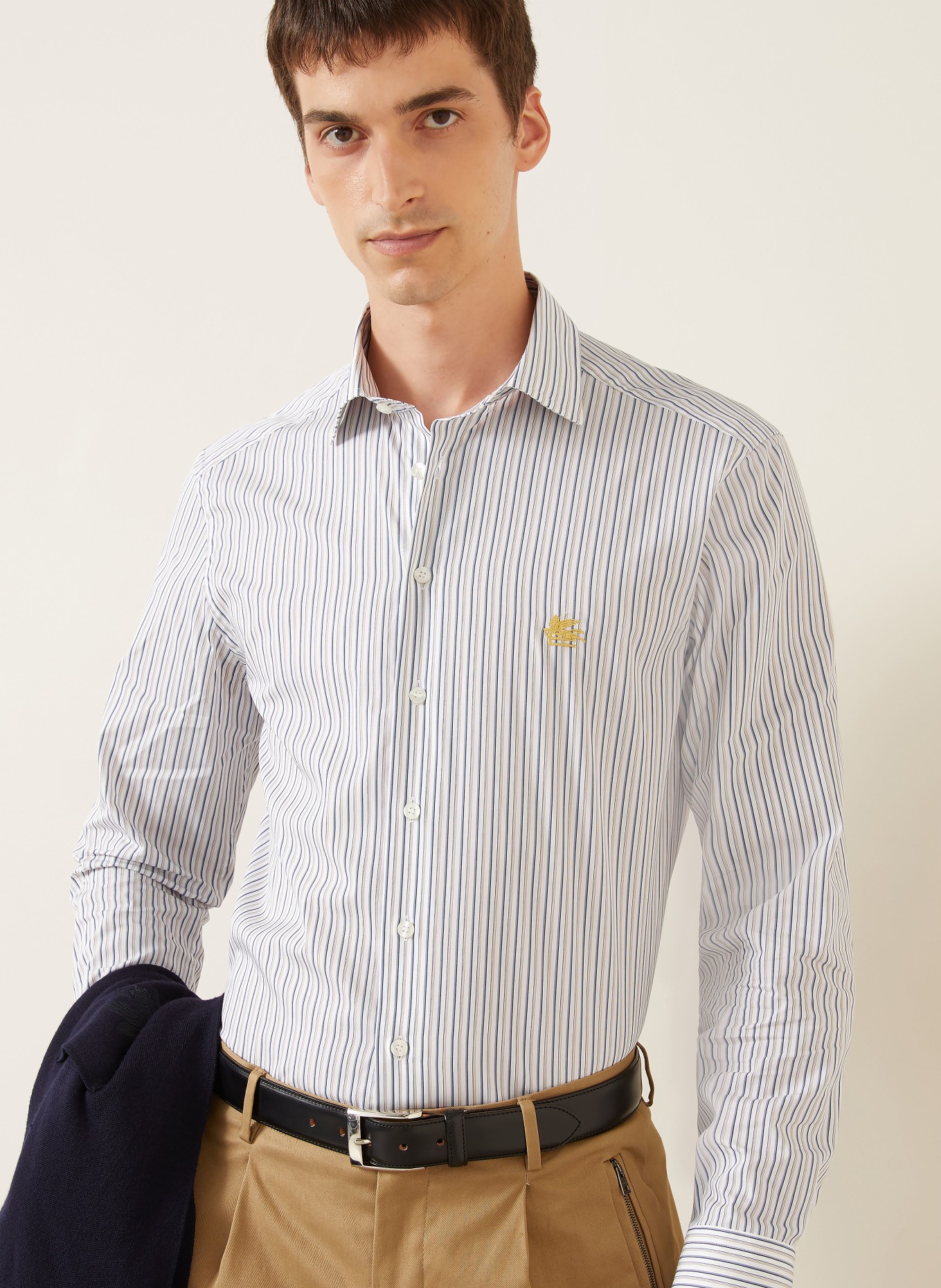 ETRO Regular-Fit Shirt: WHITE / DARK YELLOW / BLUE