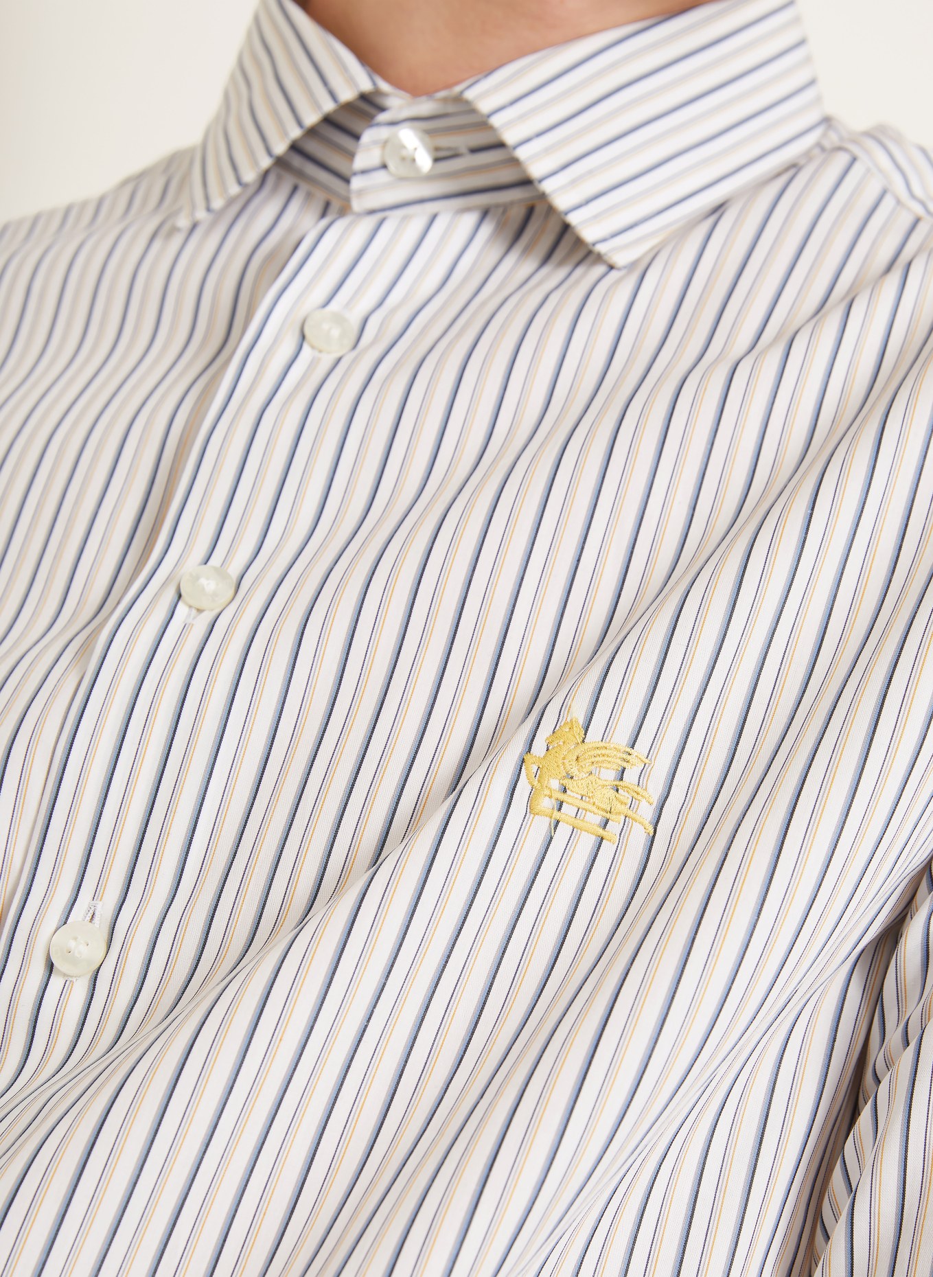 ETRO Regular-Fit Shirt: WHITE / DARK YELLOW / BLUE