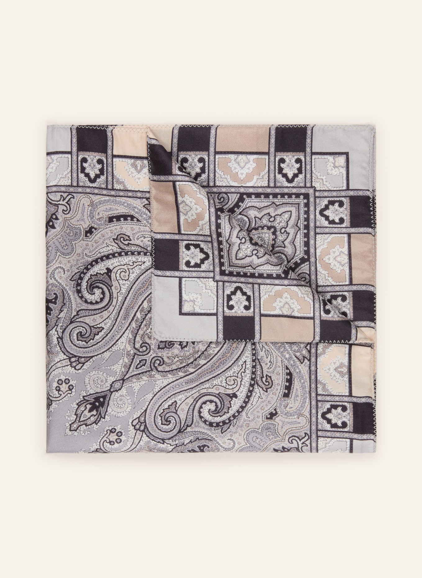 ETRO Pocket square: BEIGE / LIGHT GRAY / DARK BLUE