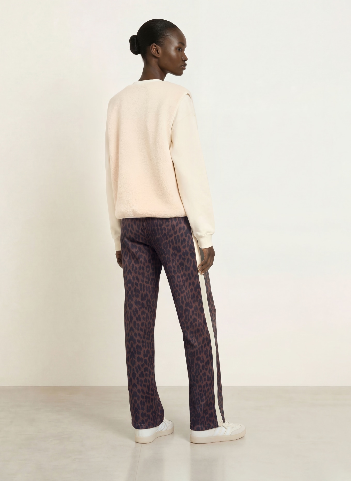 OH APRIL KAEL Track Pants with Galon Stripes: DARK BROWN / CREAM / BLACK