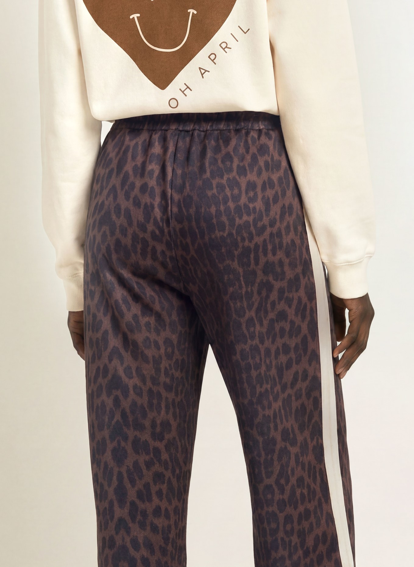 OH APRIL KAEL Track Pants with Galon Stripes: DARK BROWN / CREAM / BLACK