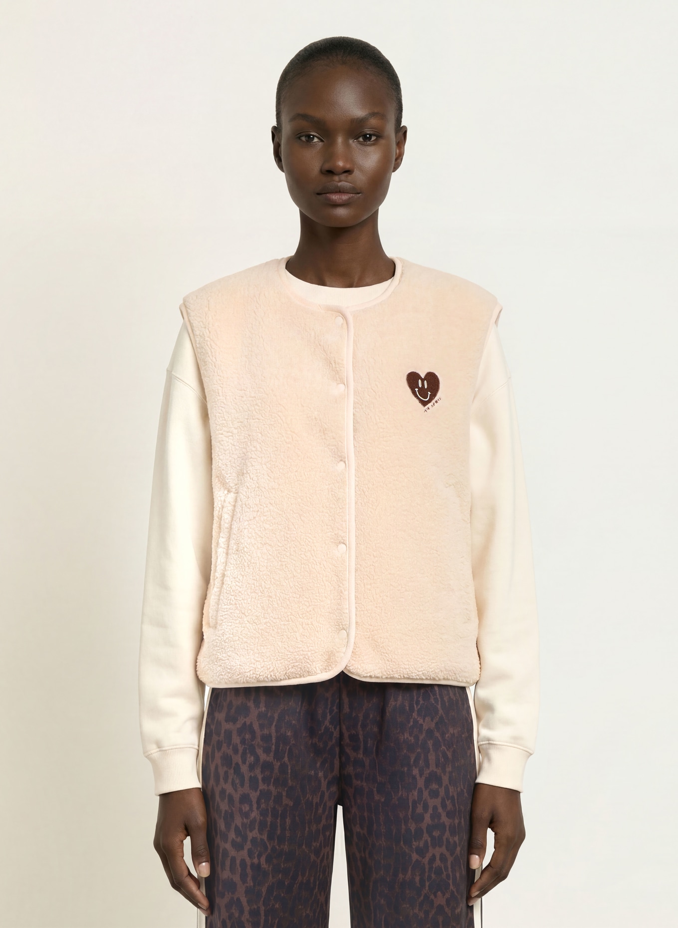 OH APRIL MAGNOLIA Teddy Fur Vest: CREAM
