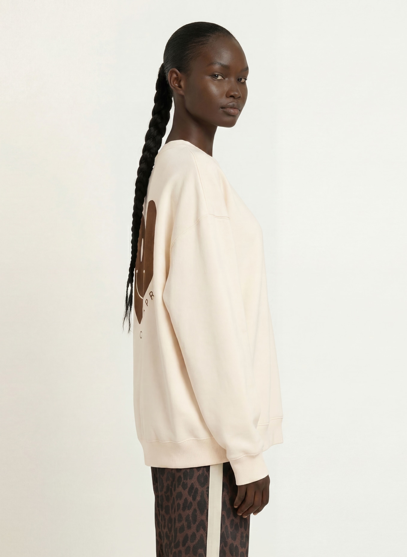 OH APRIL Sweatshirt OV: ECRU / DARK BROWN