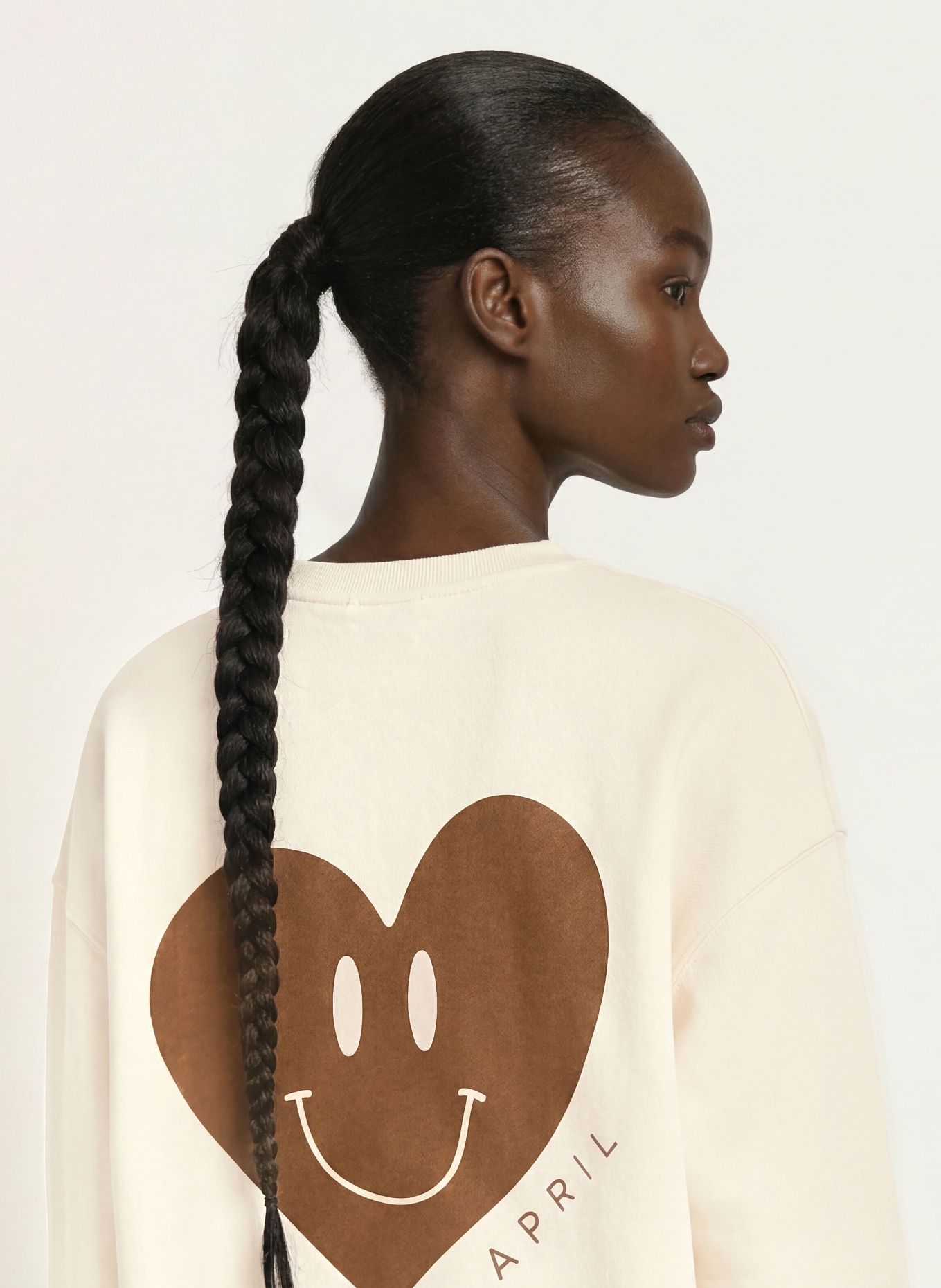 OH APRIL Sweatshirt OV: ECRU / DARK BROWN