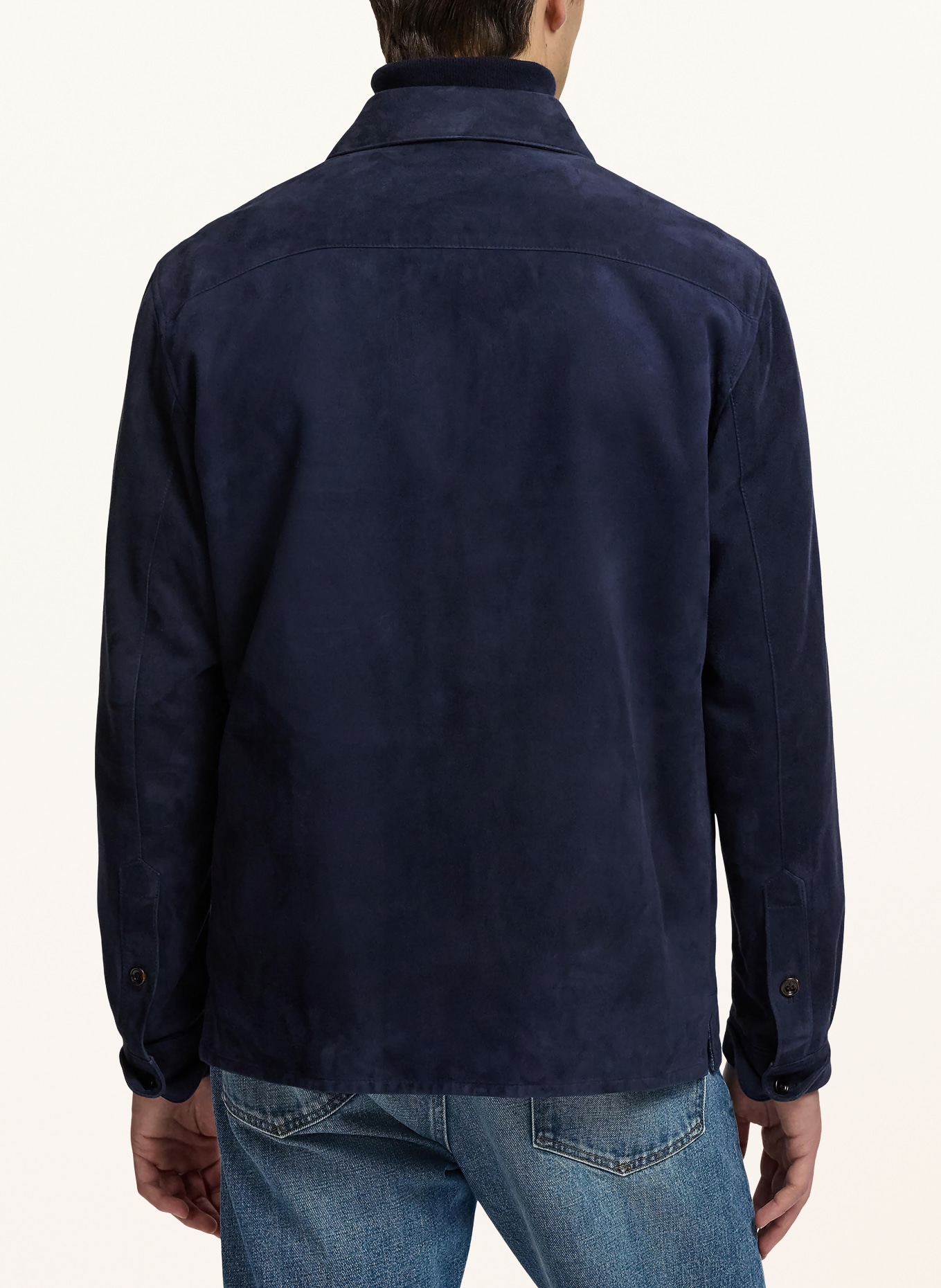 RALPH LAUREN PURPLE LABEL Leren Overjacket: DONKERBLAUW