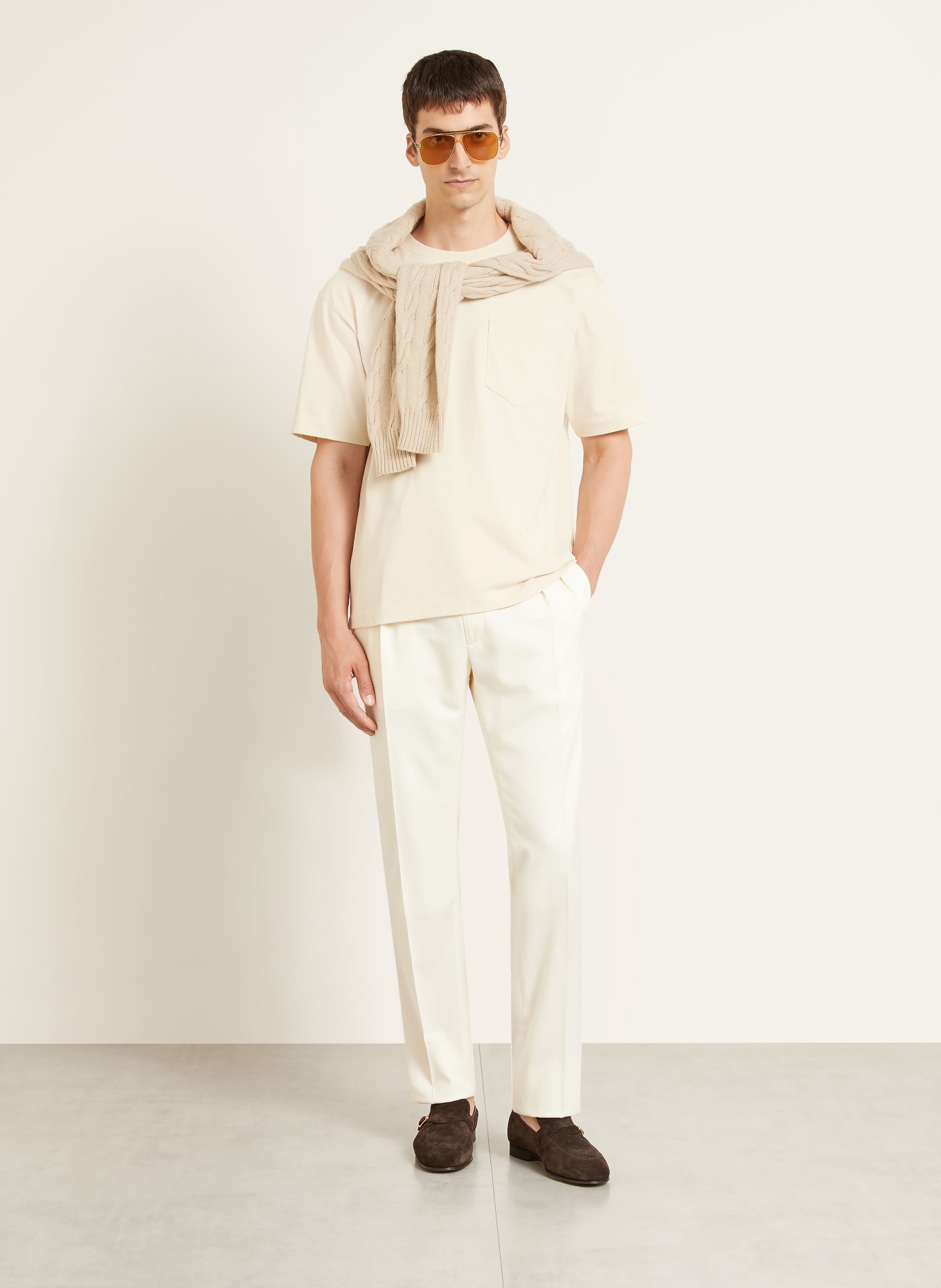 RALPH LAUREN PURPLE LABEL T-shirt: CRÈME