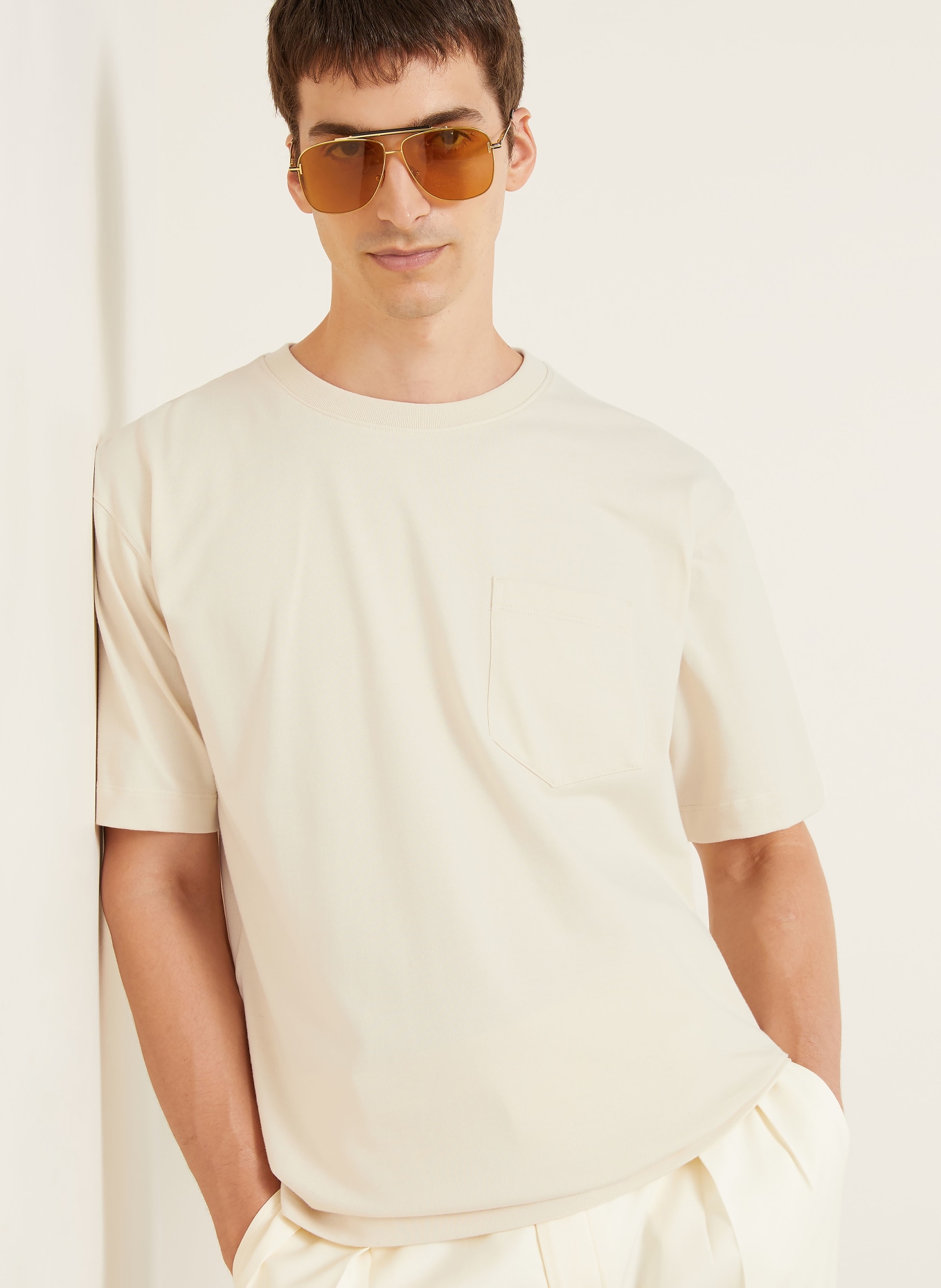 RALPH LAUREN PURPLE LABEL T-shirt: CRÈME