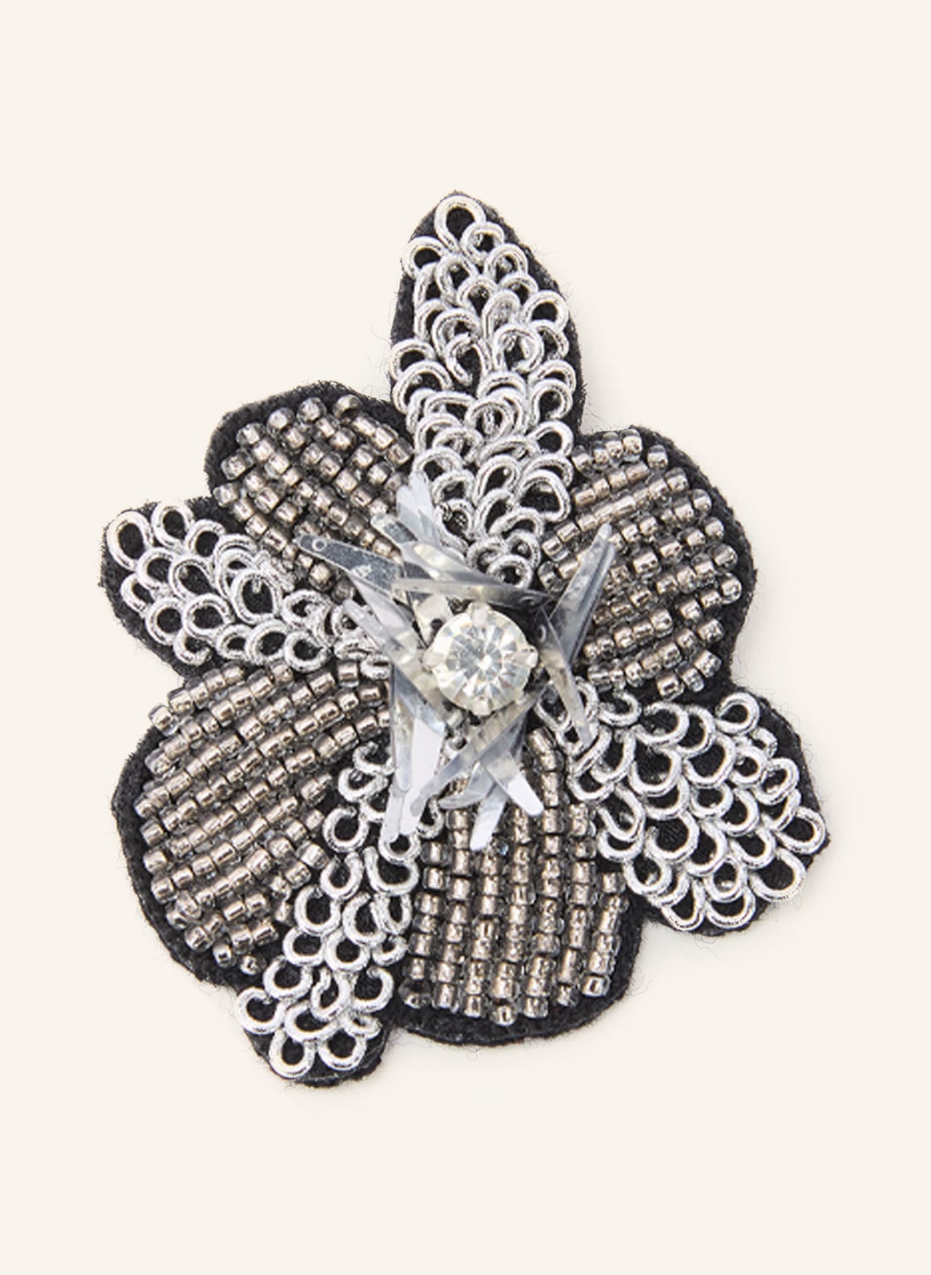 SEM PER LEI Brosche mit Schmucksteinen: SILBER / SCHWARZ