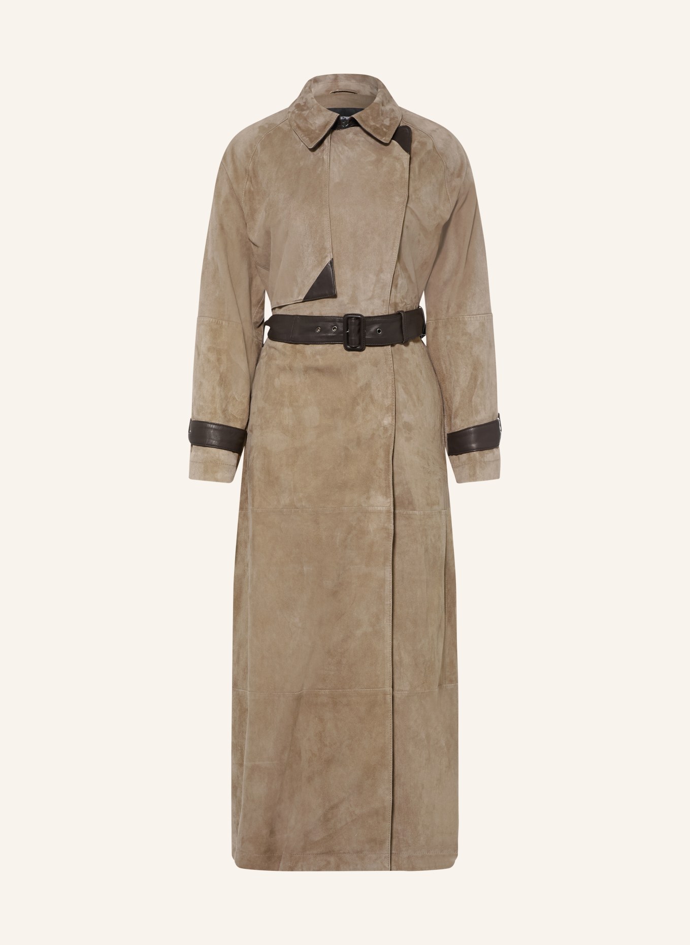 EMPORIO ARMANI Trenchcoat aus Leder: TAUPE / DUNKELBRAUN