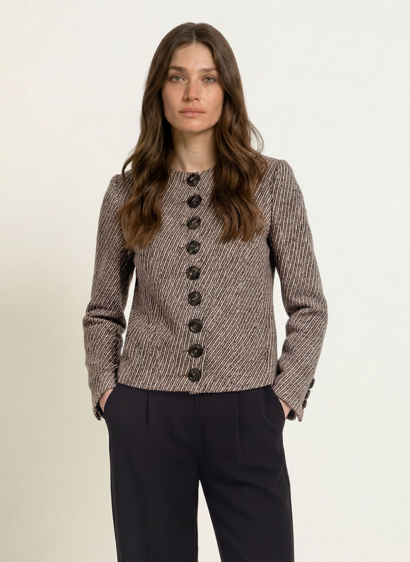 EMPORIO ARMANI Jacke: BEIGE / DUNKELBRAUN