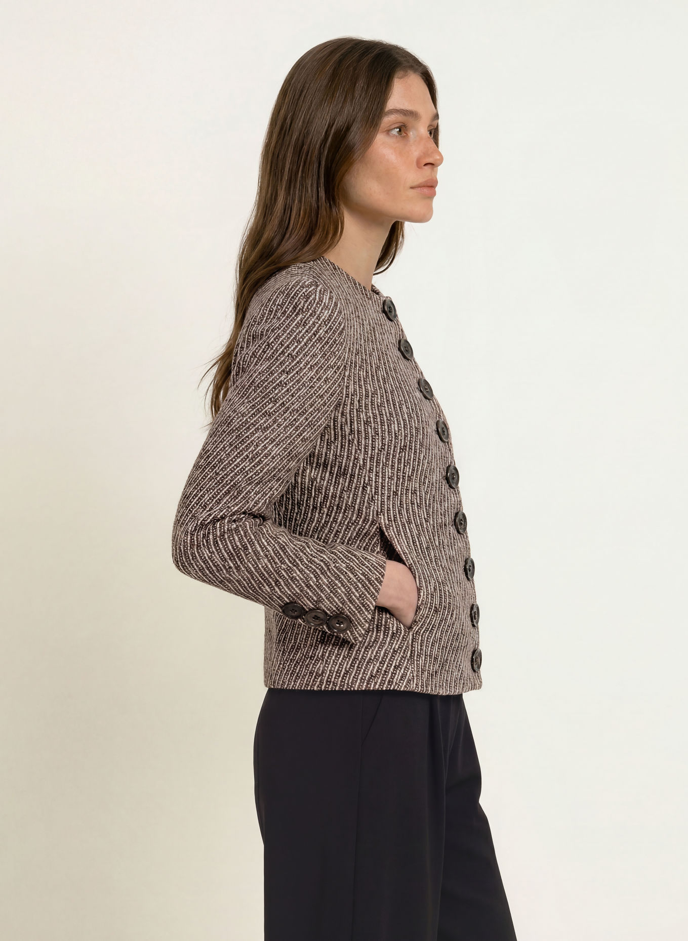 EMPORIO ARMANI Jacke: BEIGE / DUNKELBRAUN