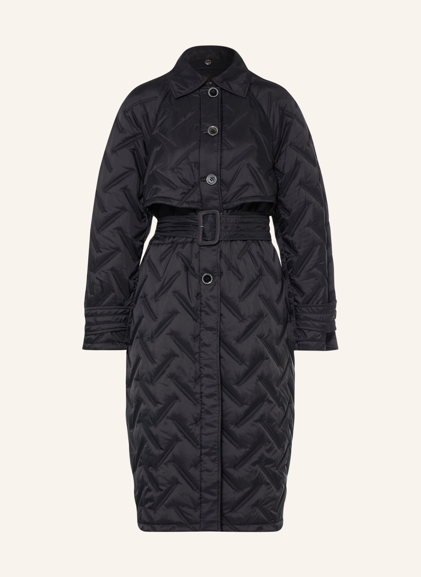 EMPORIO ARMANI Prošívaný kabát s odnímatelnou kapucí: ČERNÁ