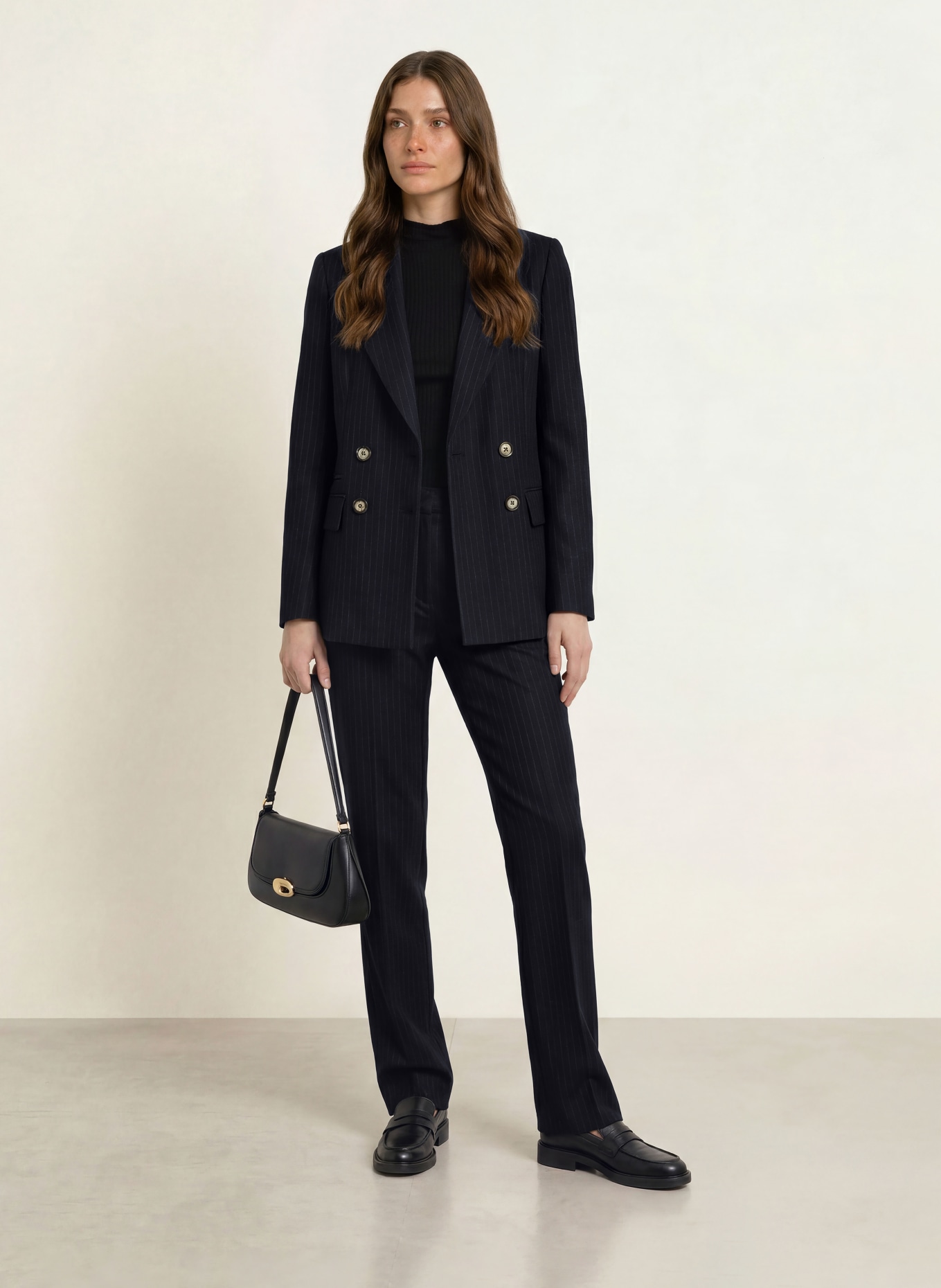 EMPORIO ARMANI Blazer: MØRKEBLÅ / HVID