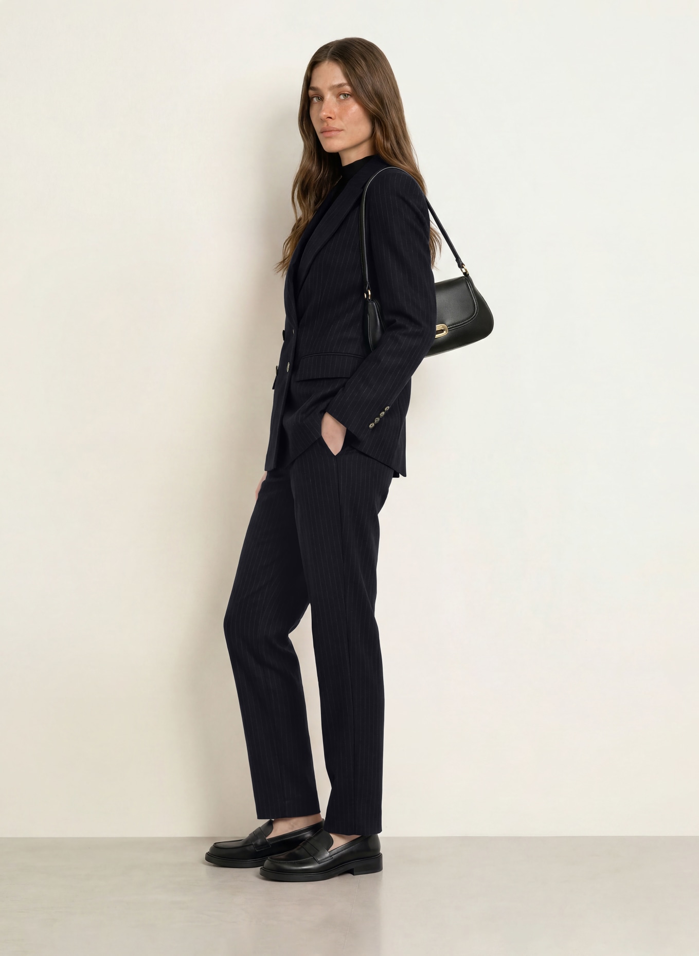 EMPORIO ARMANI Blazer: MØRKEBLÅ / HVID