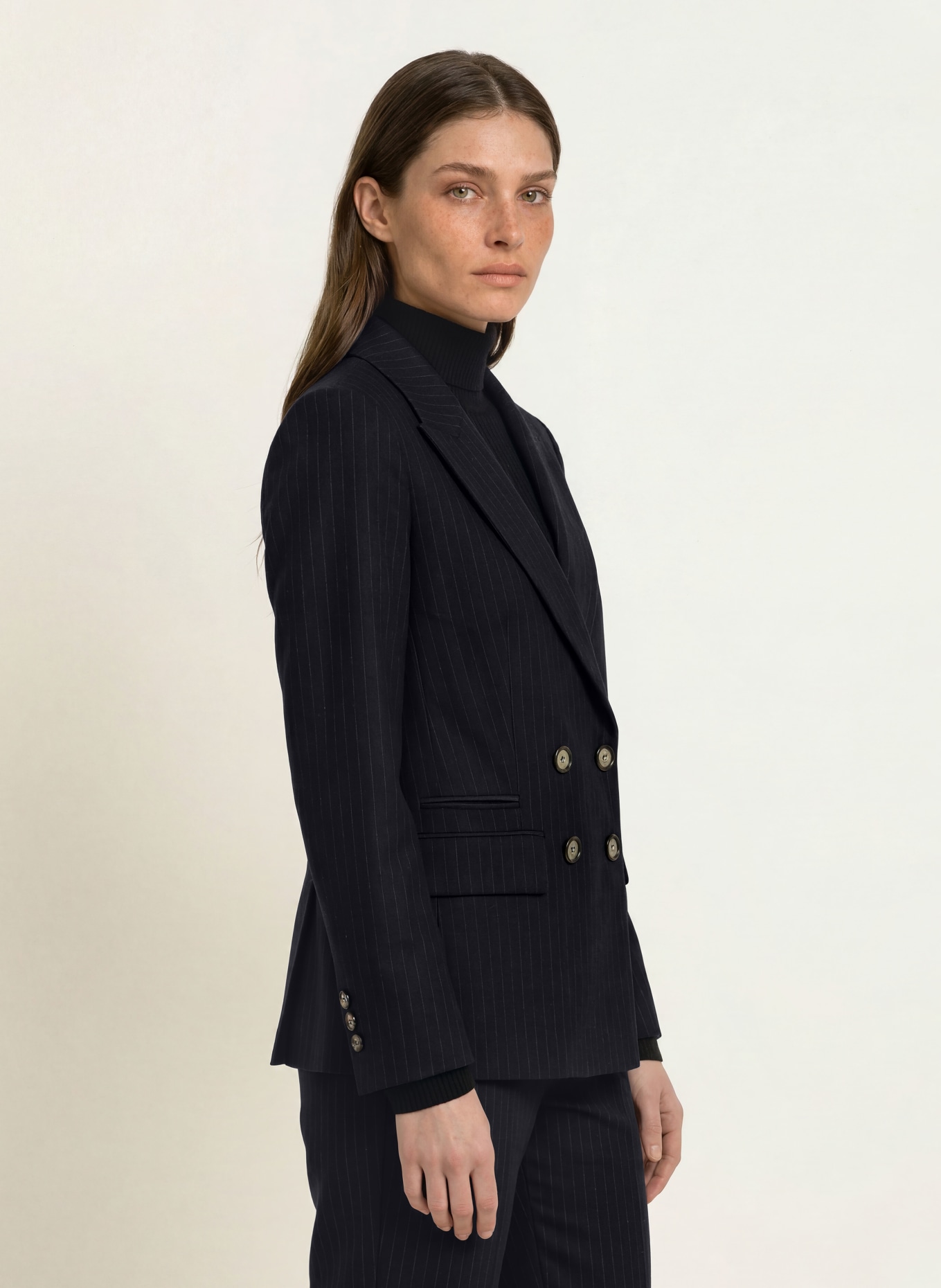 EMPORIO ARMANI Blazer: MØRKEBLÅ / HVID