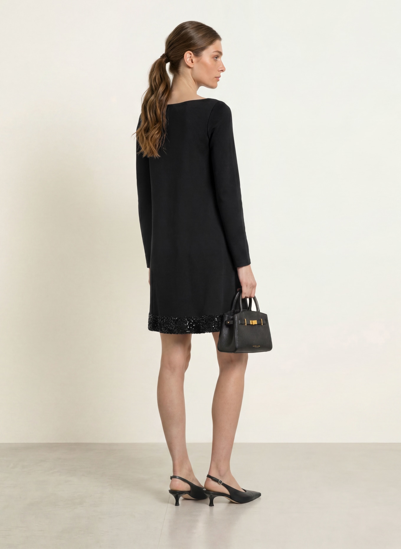 EMPORIO ARMANI Jerseykleid mit Pailletten: SCHWARZ