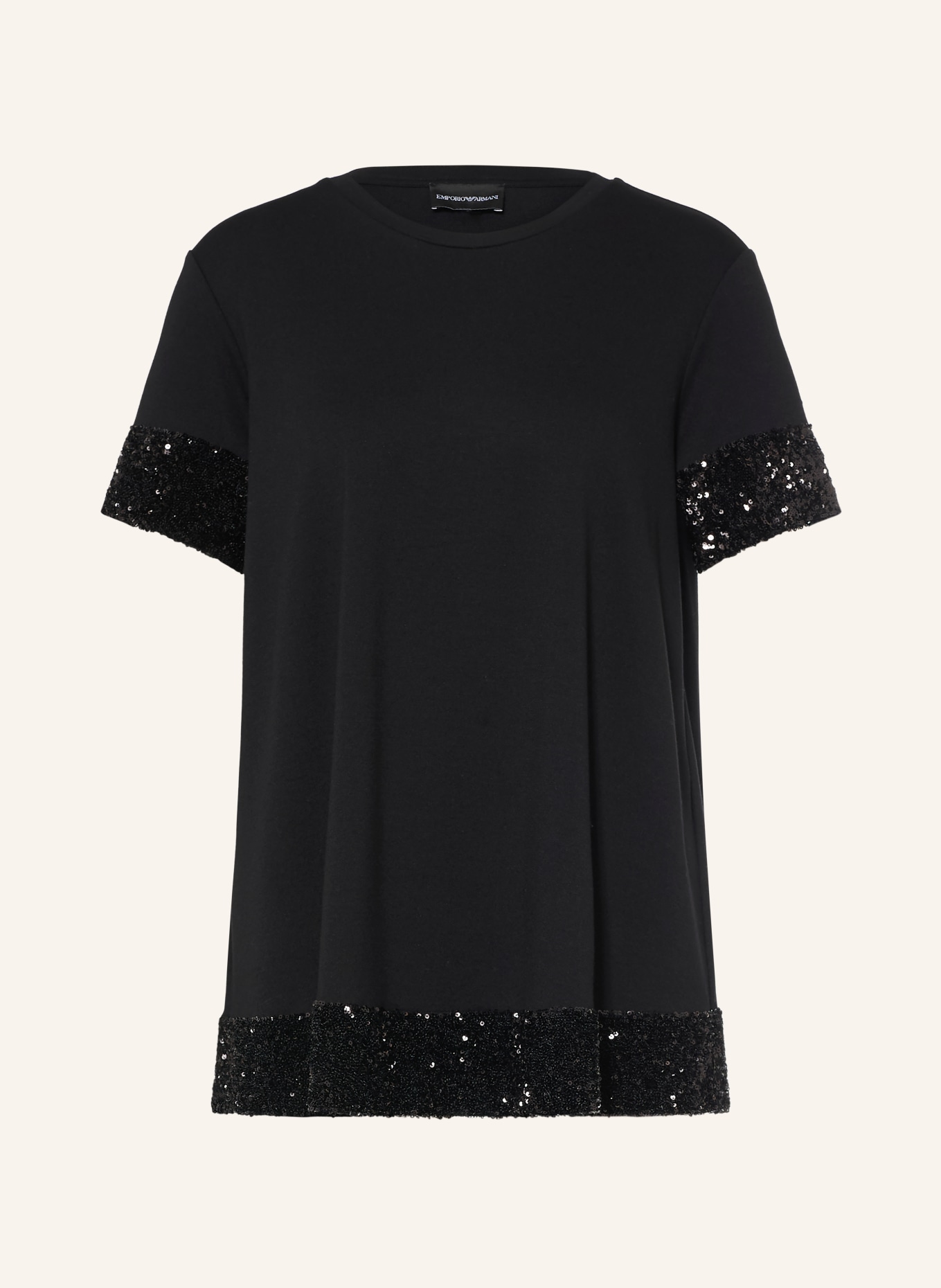 EMPORIO ARMANI Jersey blouseshirt met pailletten: ZWART