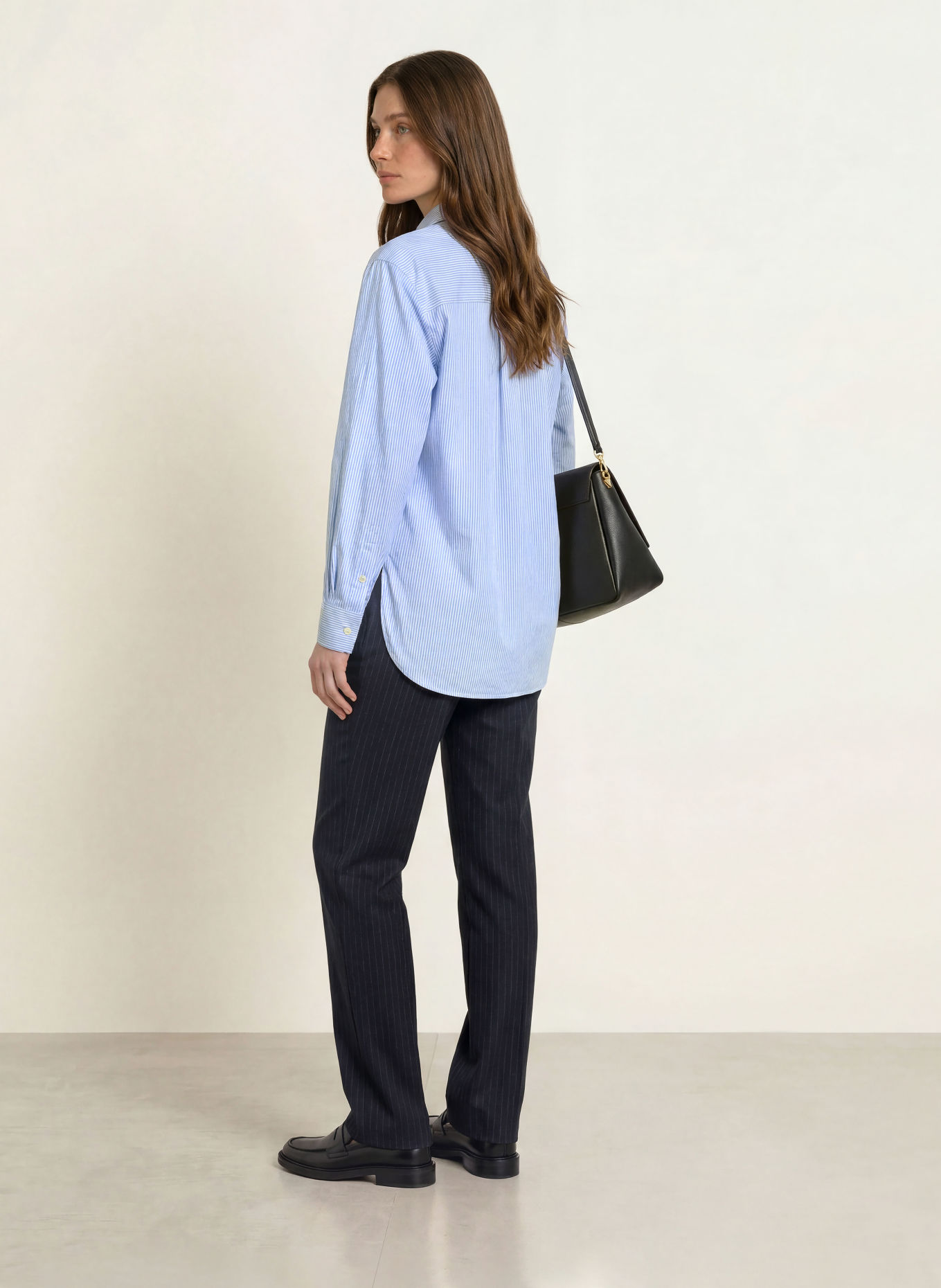 EMPORIO ARMANI Shirt blouse: LIGHT BLUE / WHITE
