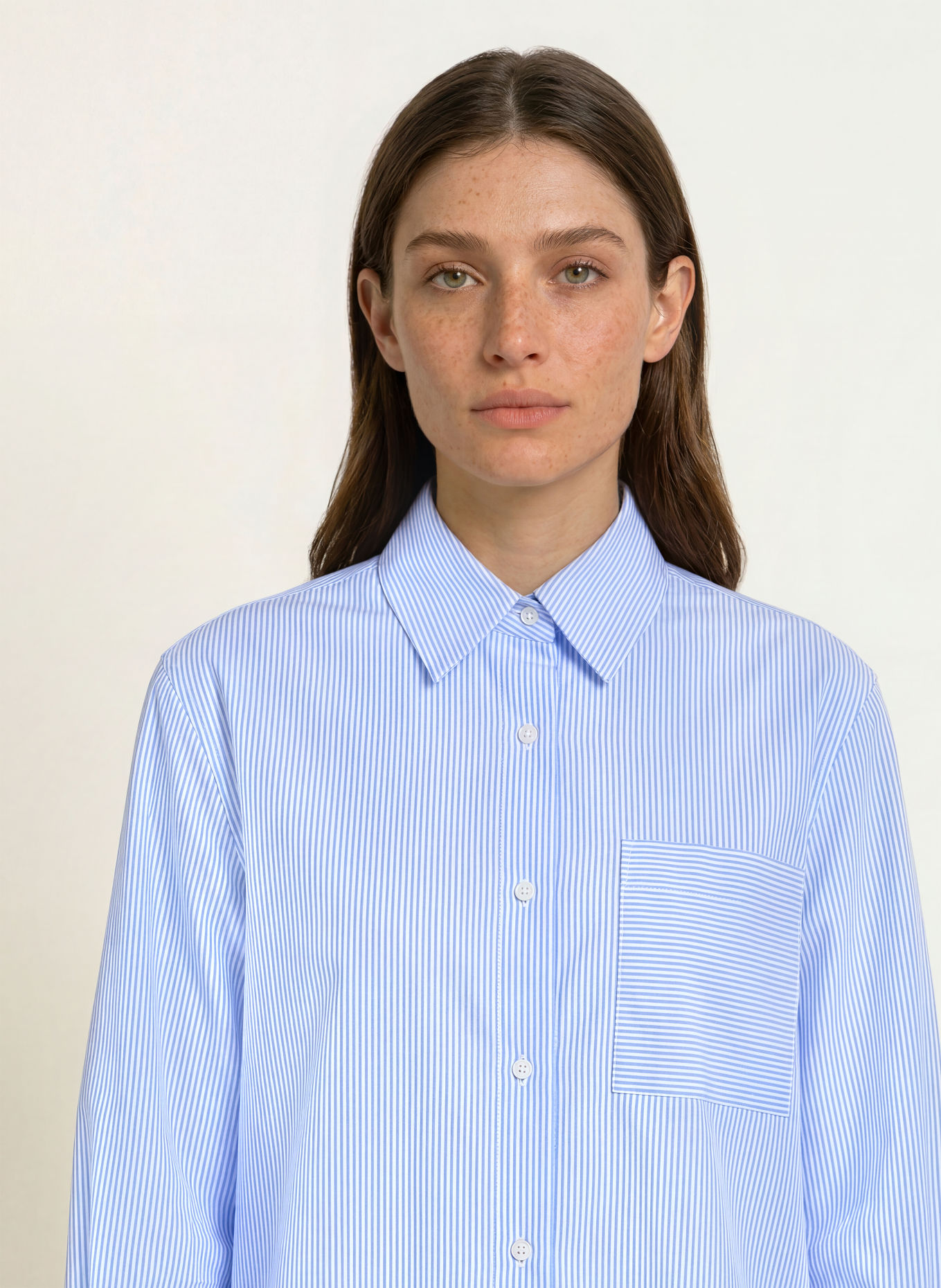 EMPORIO ARMANI Shirt blouse: LIGHT BLUE / WHITE