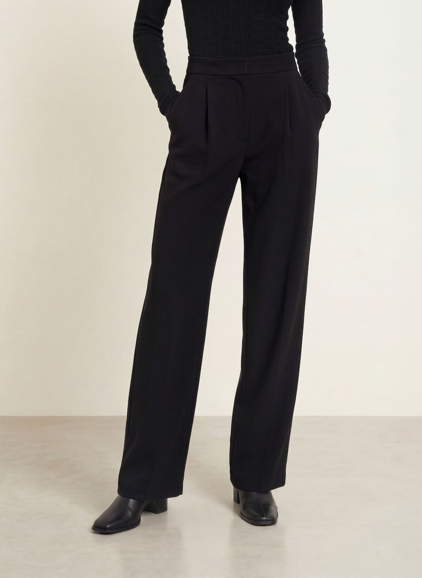 EMPORIO ARMANI Jersey wide-leg trousers: BLACK