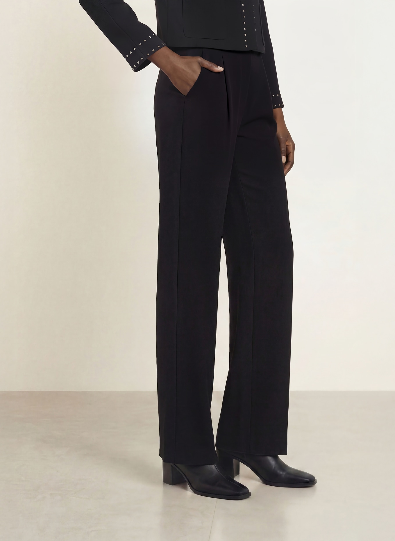 EMPORIO ARMANI Jersey wide-leg trousers: BLACK