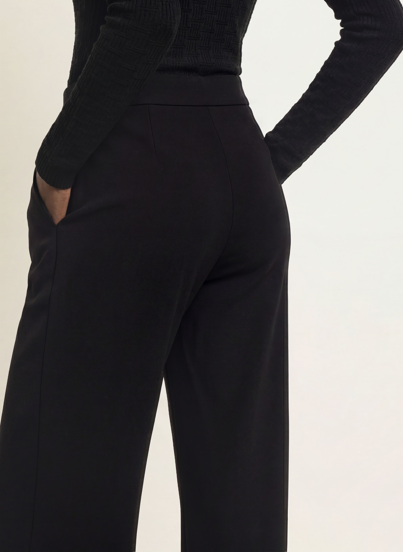 EMPORIO ARMANI Jersey wide-leg trousers: BLACK