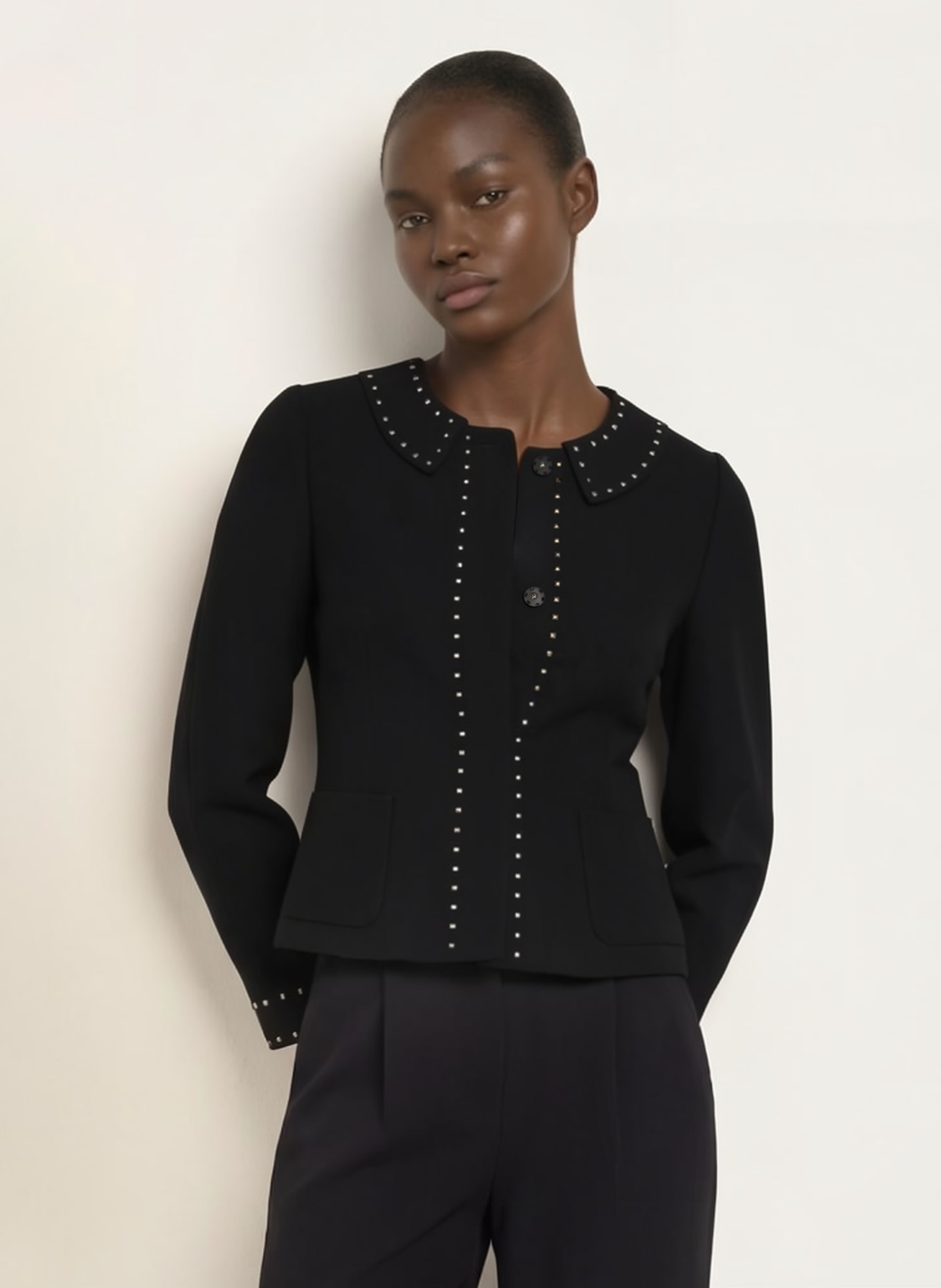 EMPORIO ARMANI Jas met studs: ZWART