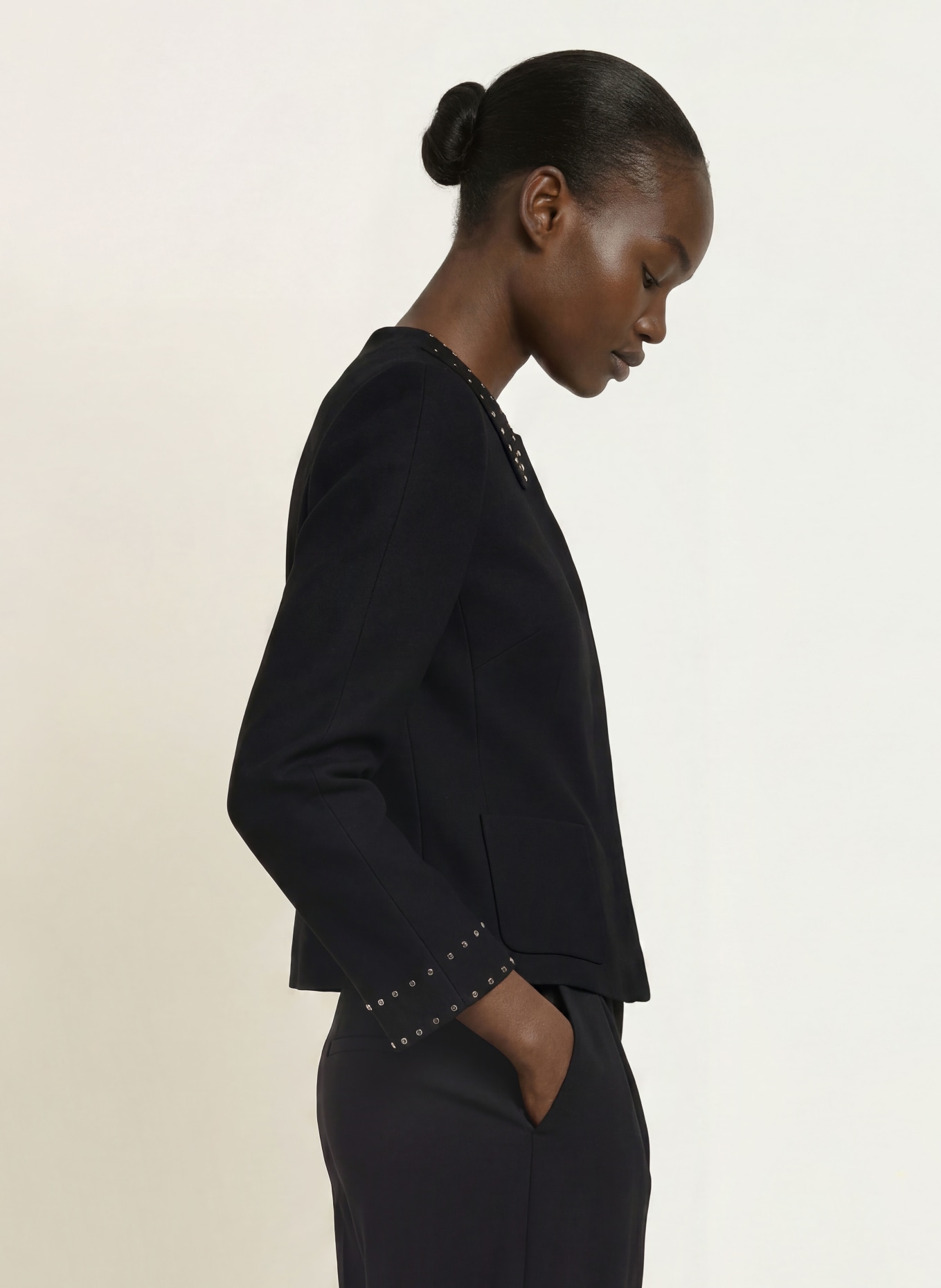 EMPORIO ARMANI Jas met studs: ZWART