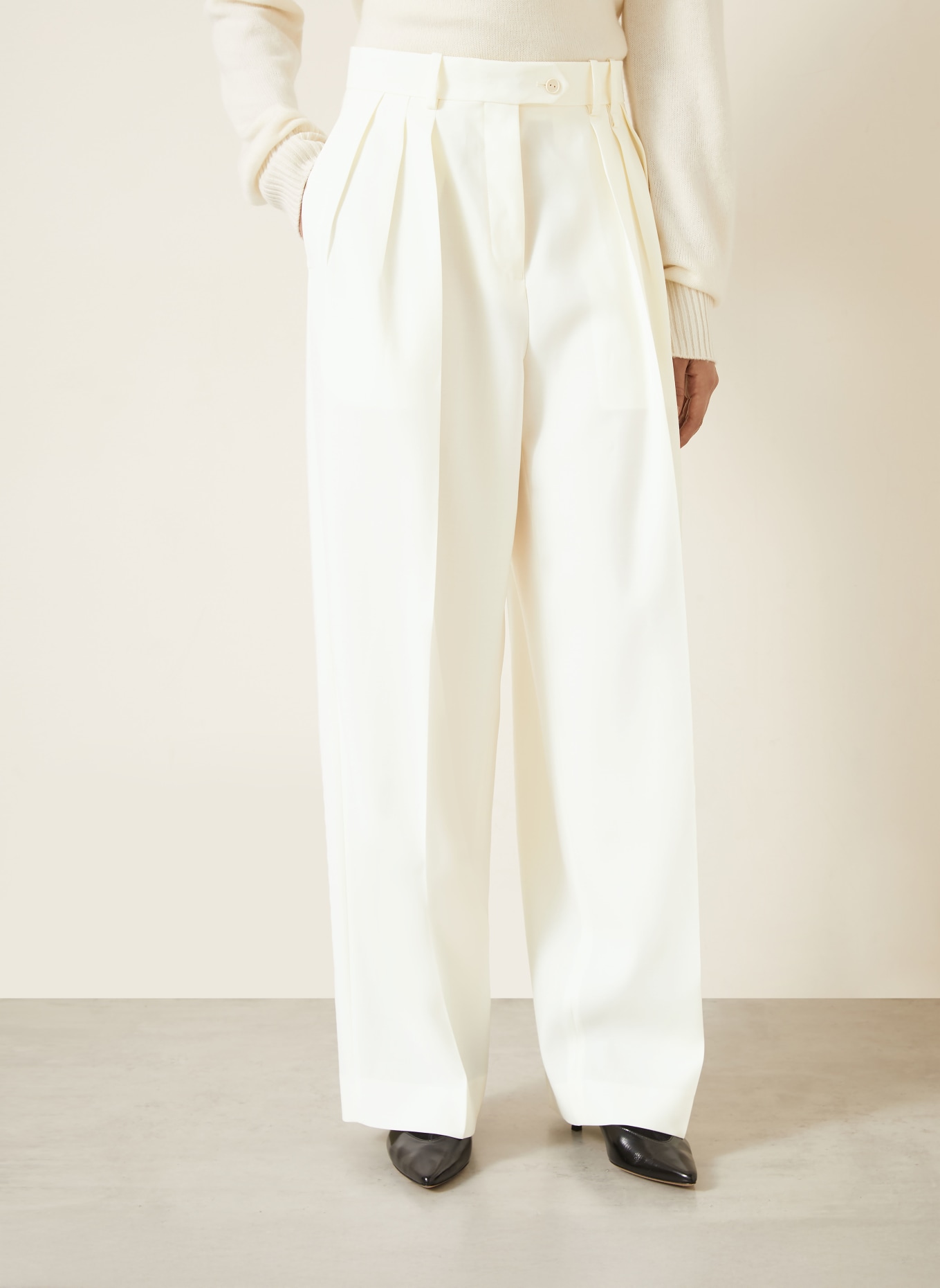 Calvin Klein ALEXANDRA Wide-leg trousers: WHITE