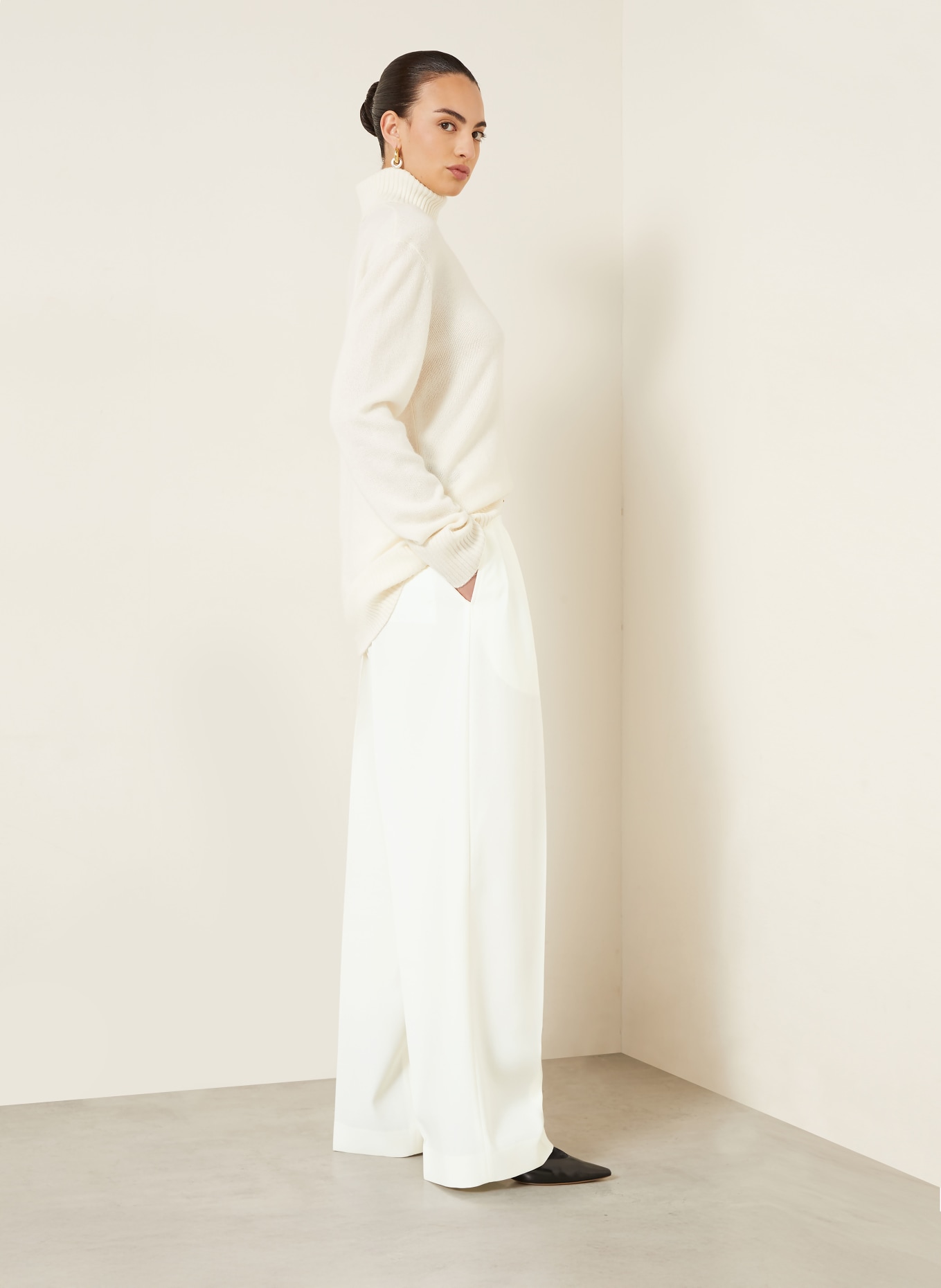 Calvin Klein ALEXANDRA Wide-leg trousers: WHITE