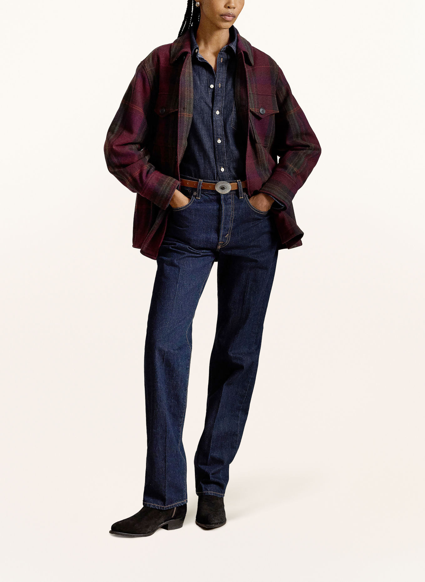 POLO RALPH LAUREN Denimblouse: DONKERBLAUW