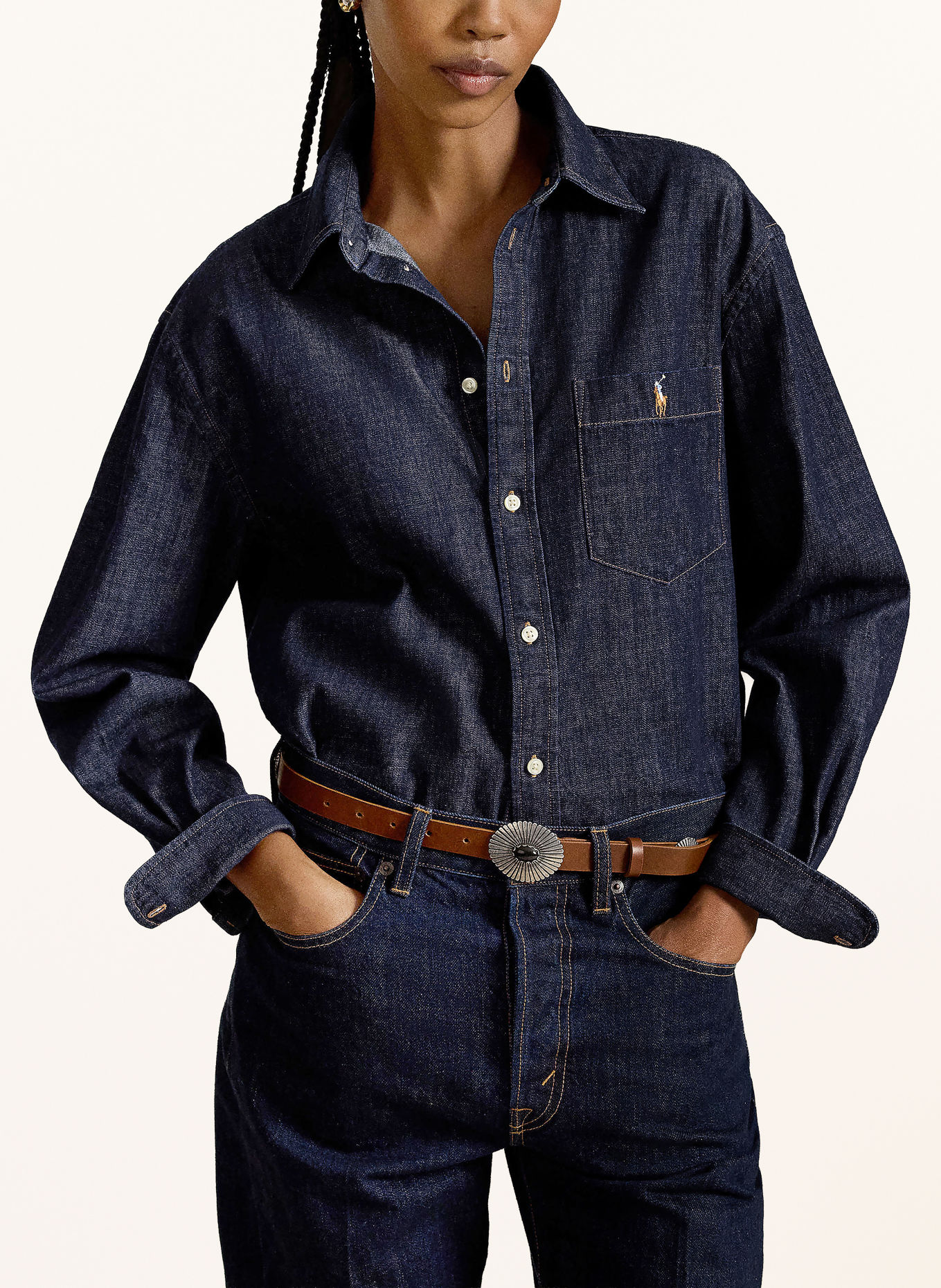 POLO RALPH LAUREN Denimblouse: DONKERBLAUW