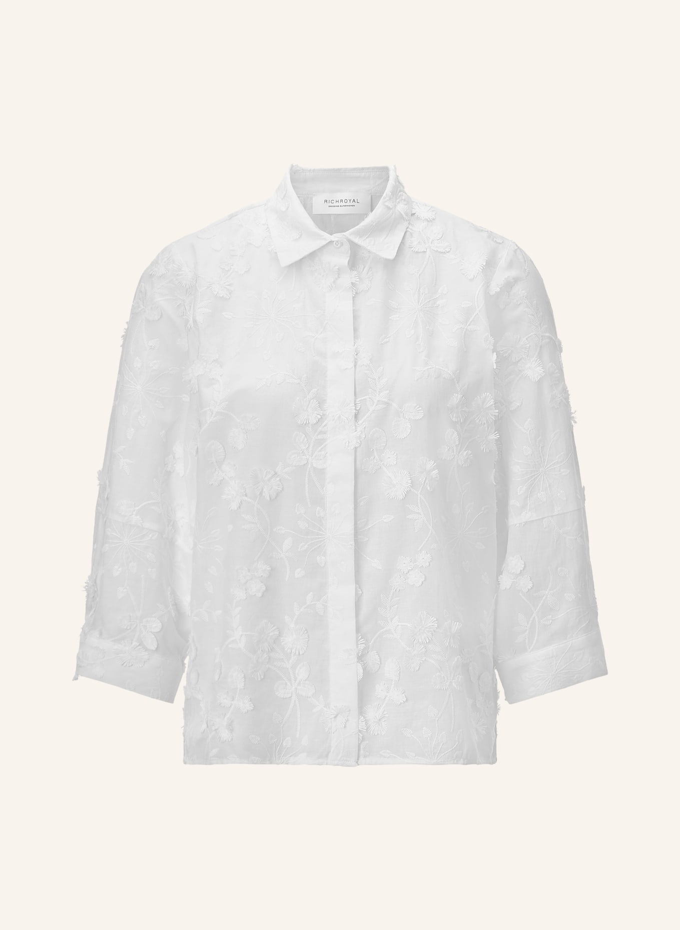 Rich & Royal Overhemdblouse met 3/4-mouwen: WIT